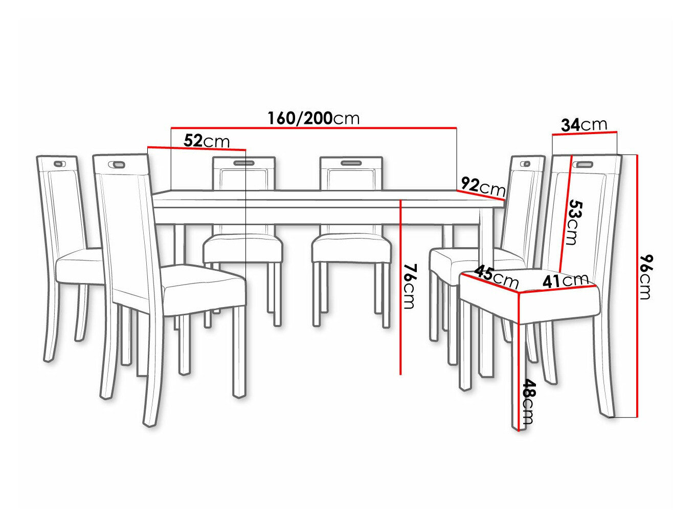 Spisestuesæt Victorville 308 (Hvid)