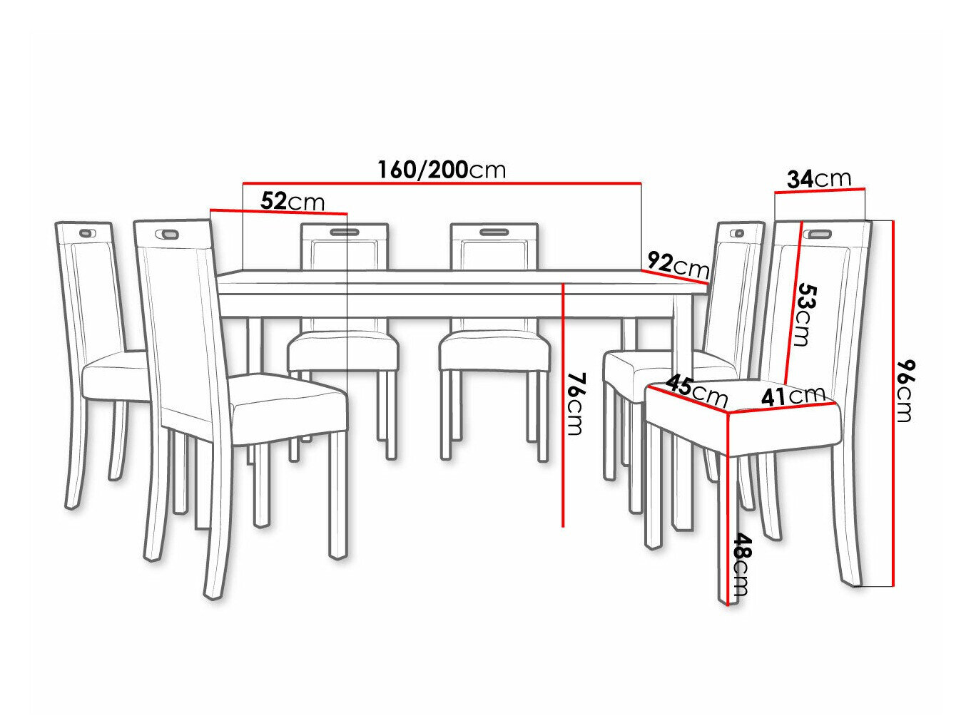 Spisestuesæt Victorville 308 (Hvid)