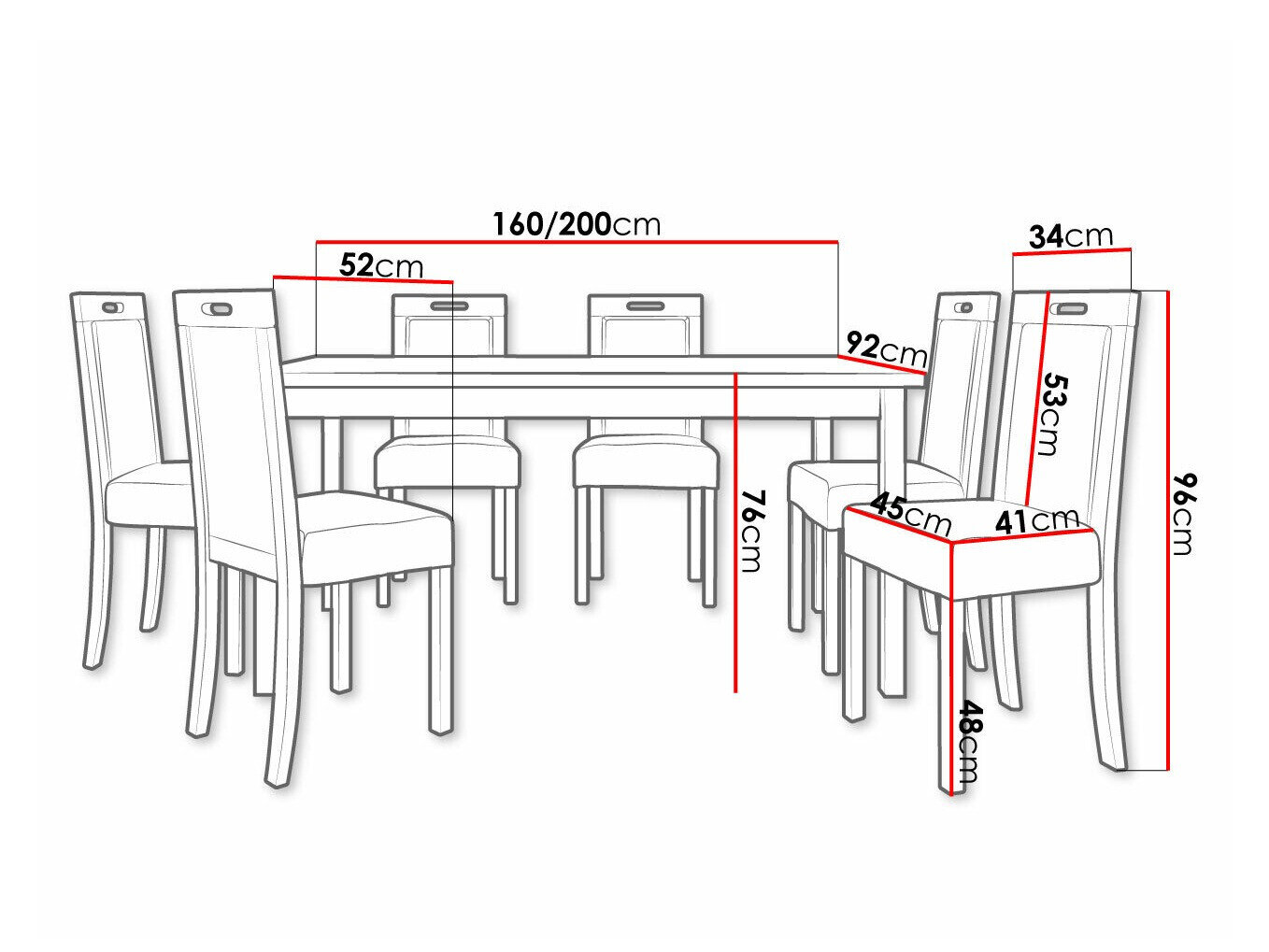 Spisestuesæt Victorville 308 (Hvid)