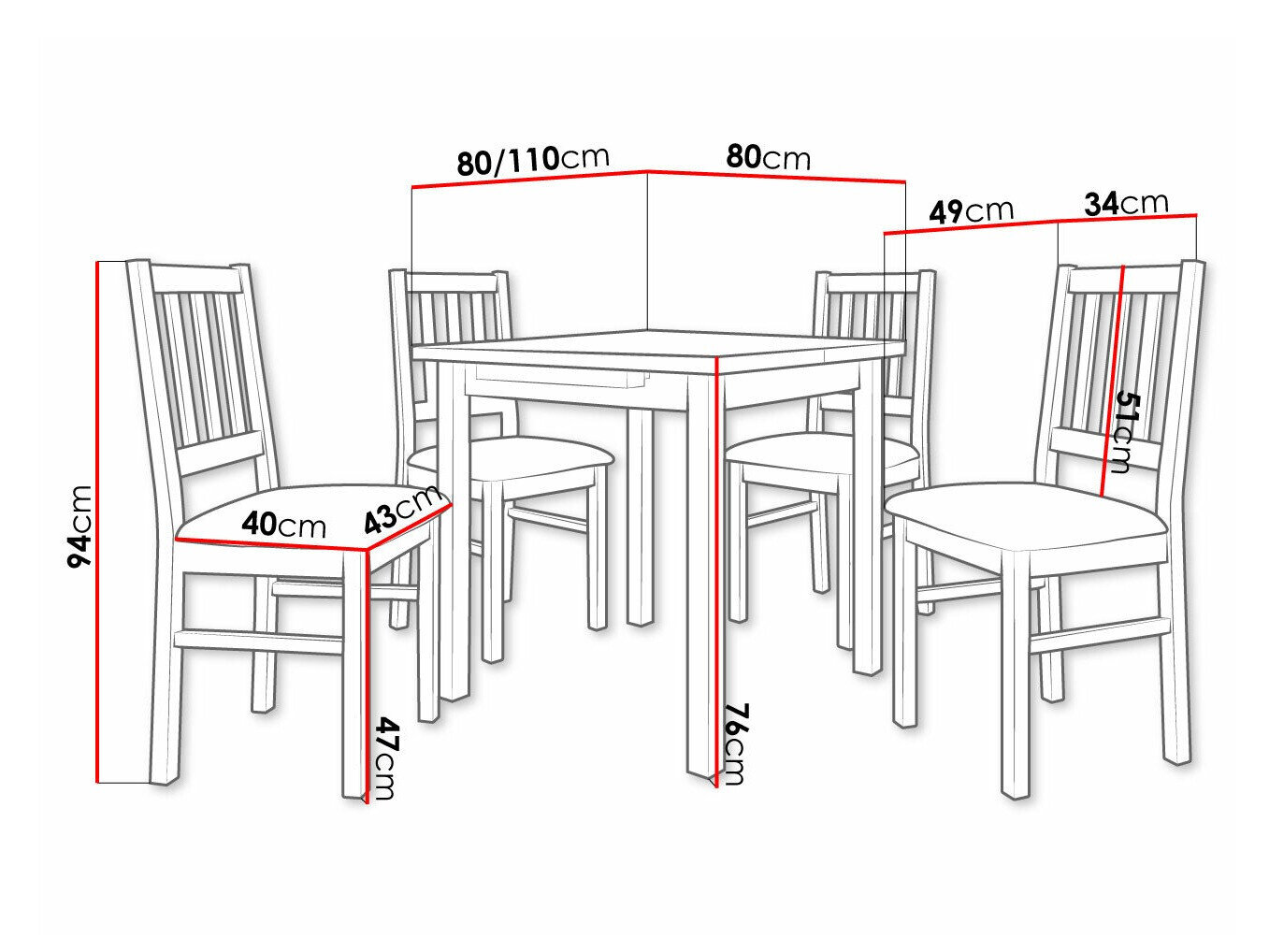 Spisestuesæt Victorville 314 (Hvid)