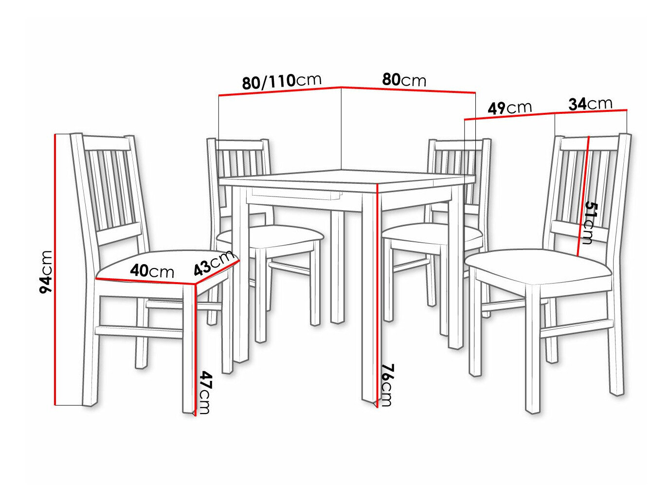 Spisestuesæt Victorville 314 (Nød)