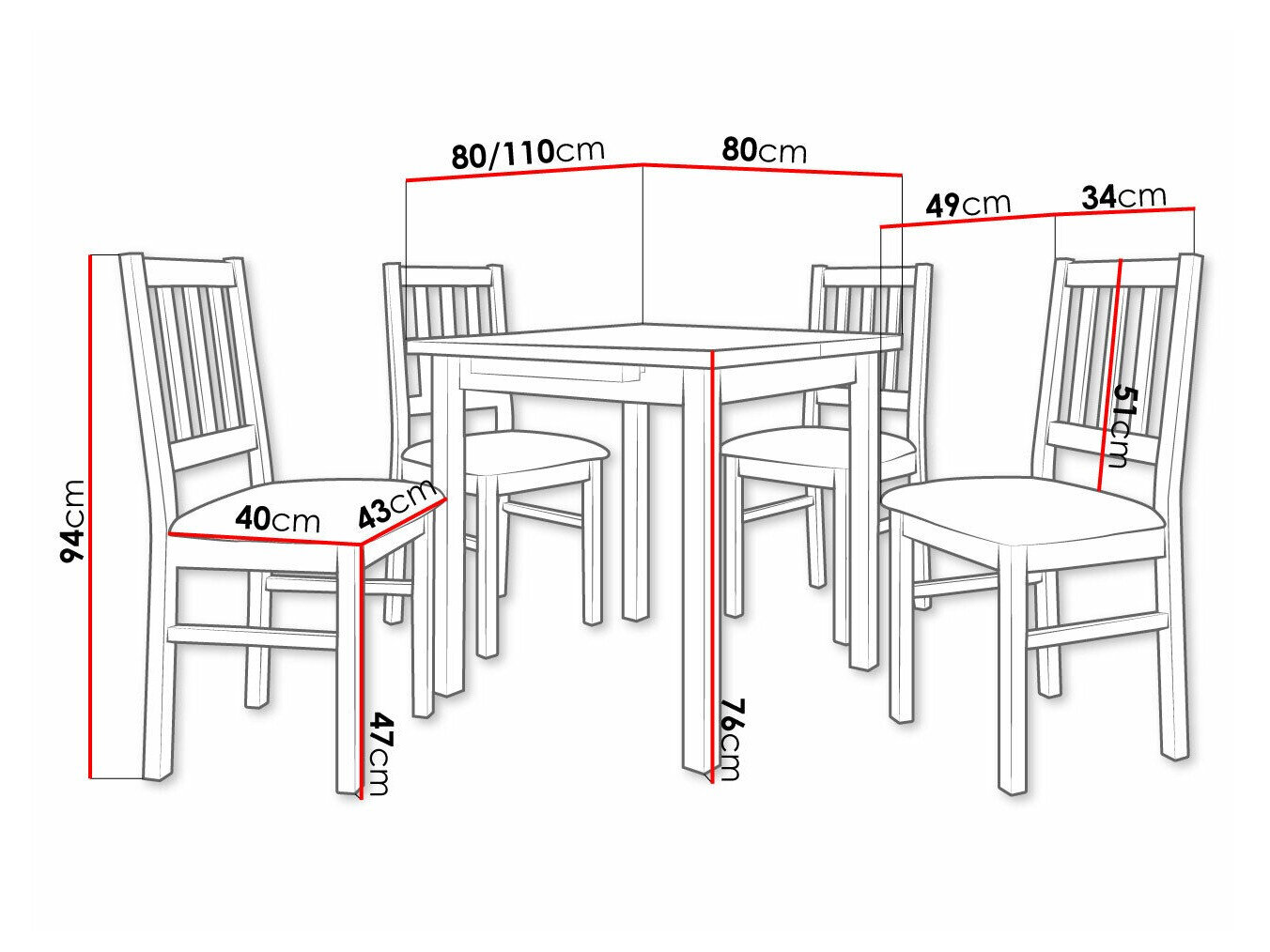 Spisestuesæt Victorville 314 (Nød)