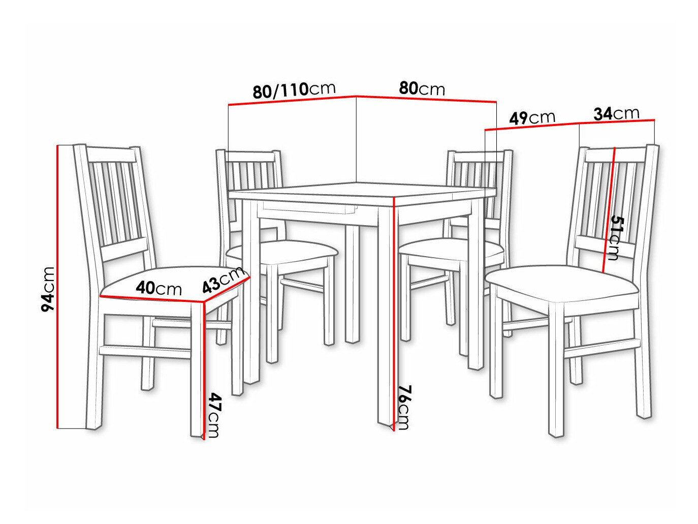 Spisestuesæt Victorville 314 (Sonoma eg)