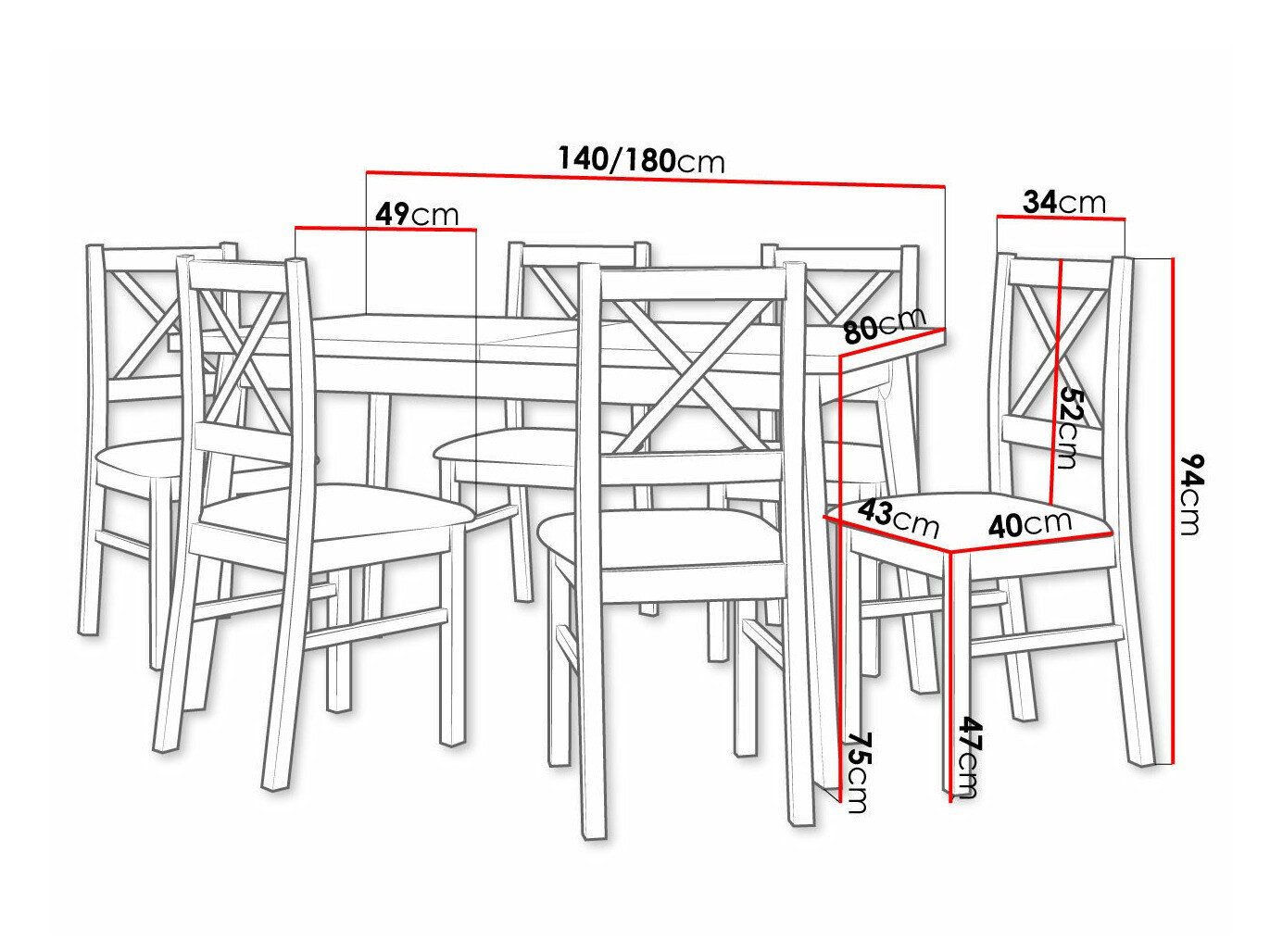 Spisestuesæt Victorville 316 (Hvid)