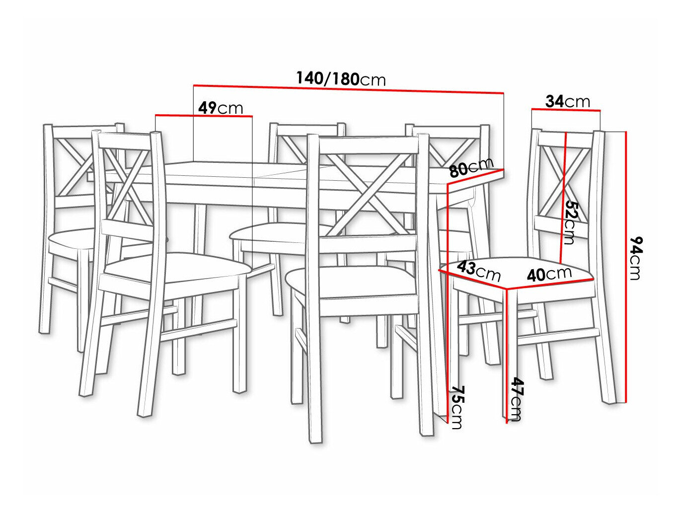 Spisestuesæt Victorville 316 (Hvid)