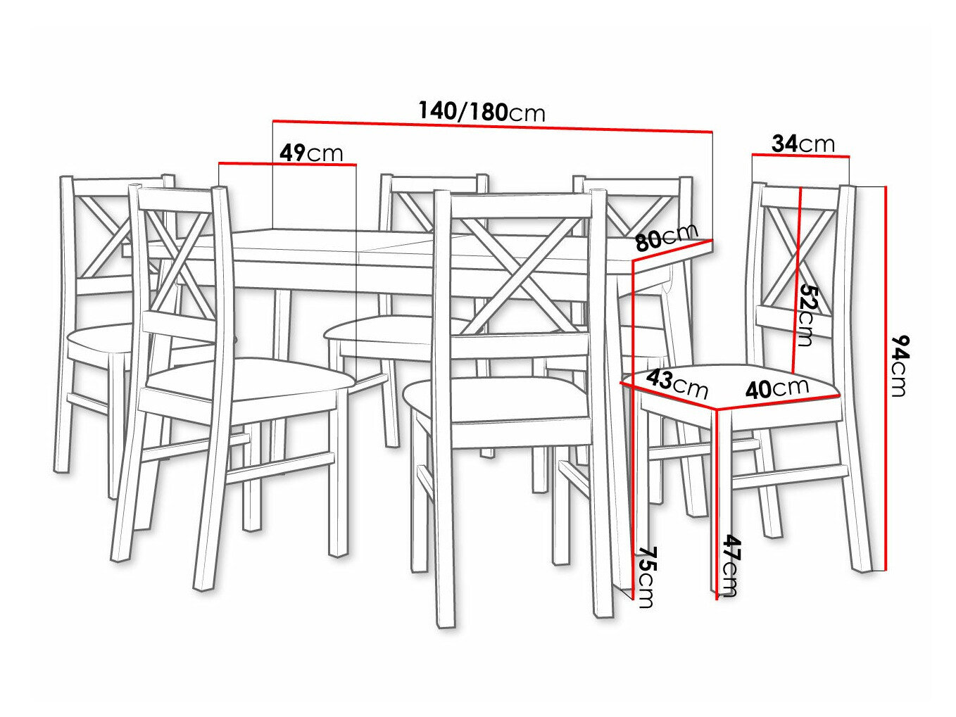 Spisestuesæt Victorville 316 (Hvid)