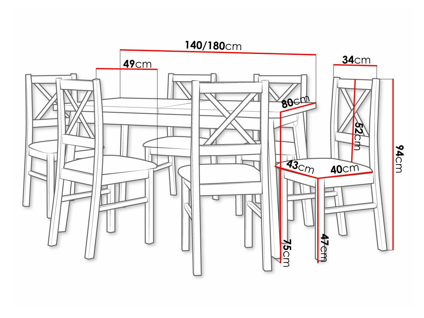 Spisestuesæt Victorville 316 (Sort)