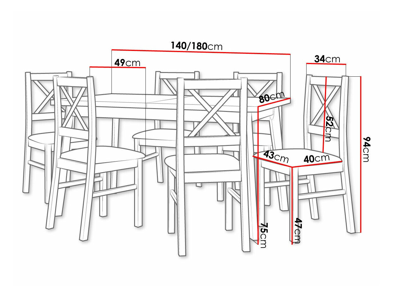 Spisestuesæt Victorville 316 (Sort)