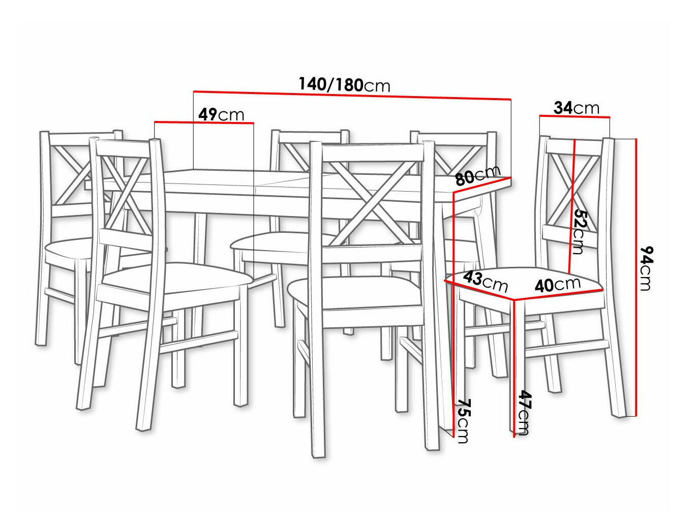 Spisestuesæt Victorville 316 (Sort)