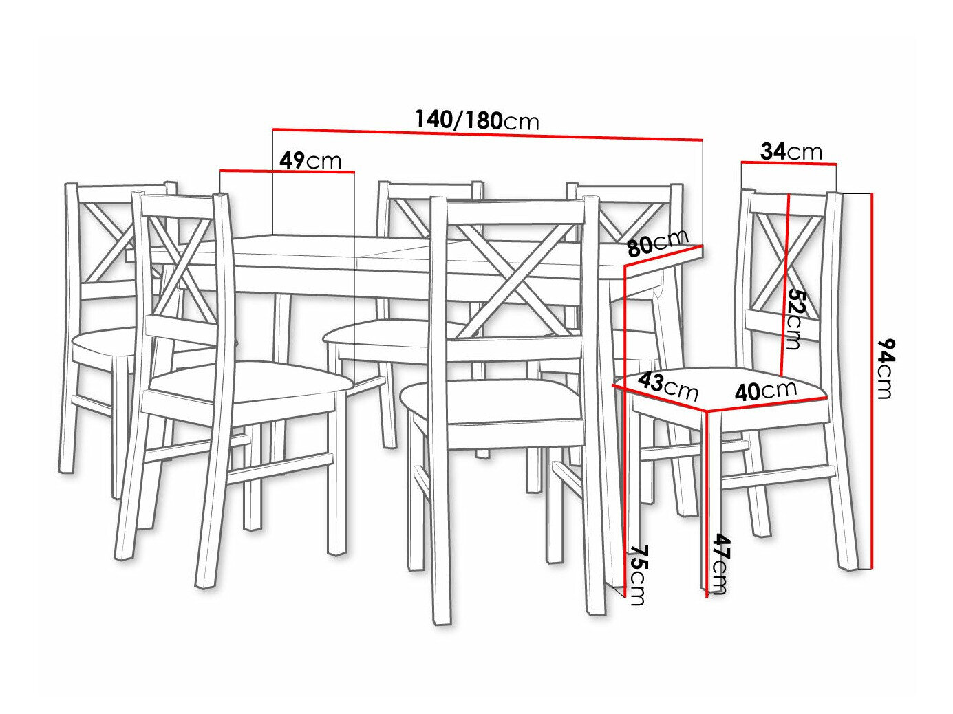Spisestuesæt Victorville 317 (Hvid)