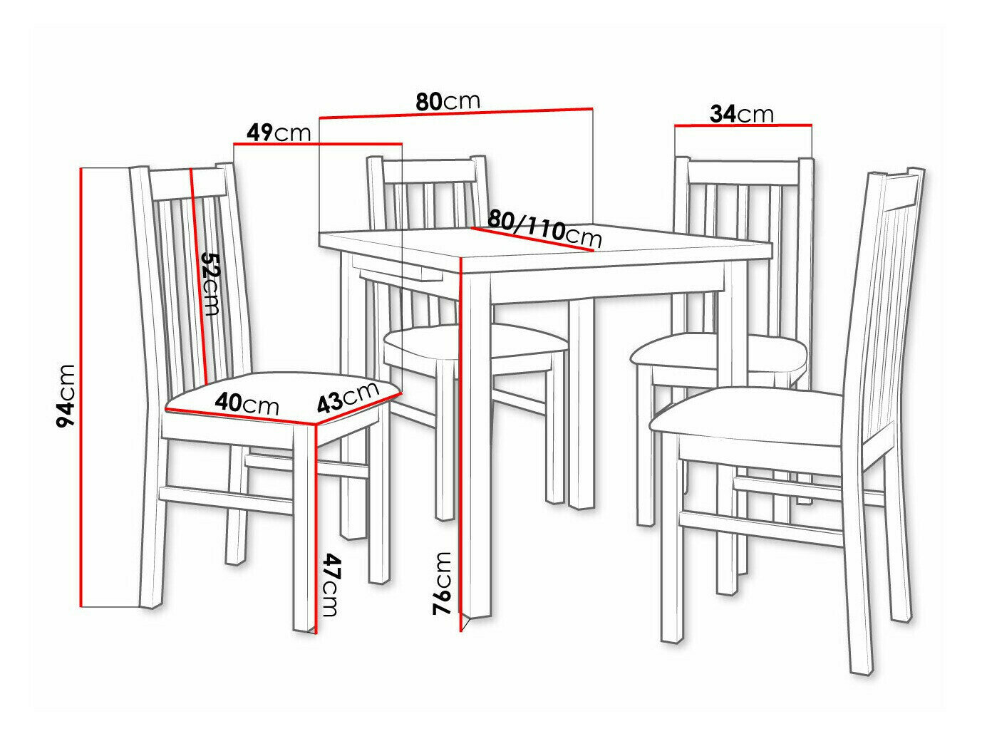 Spisestuesæt Victorville 319 (Nød)