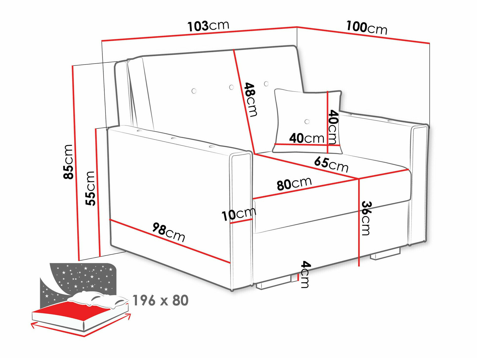 Lænestol Columbus 236 (Coral 55)