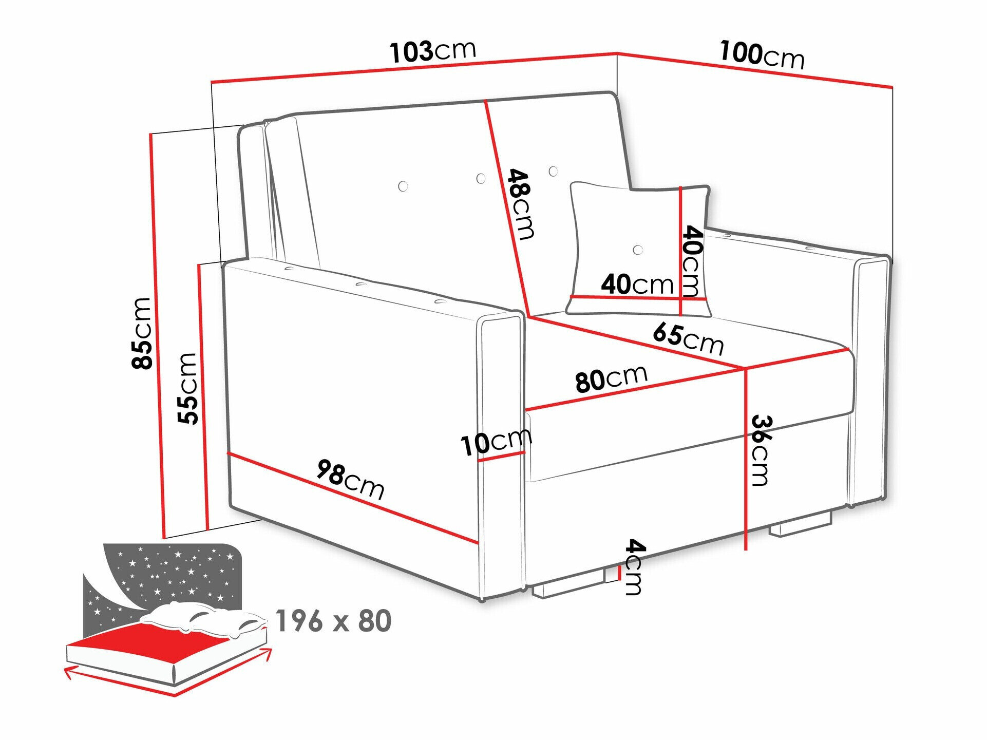 Lænestol Columbus 236 (Coral 80)