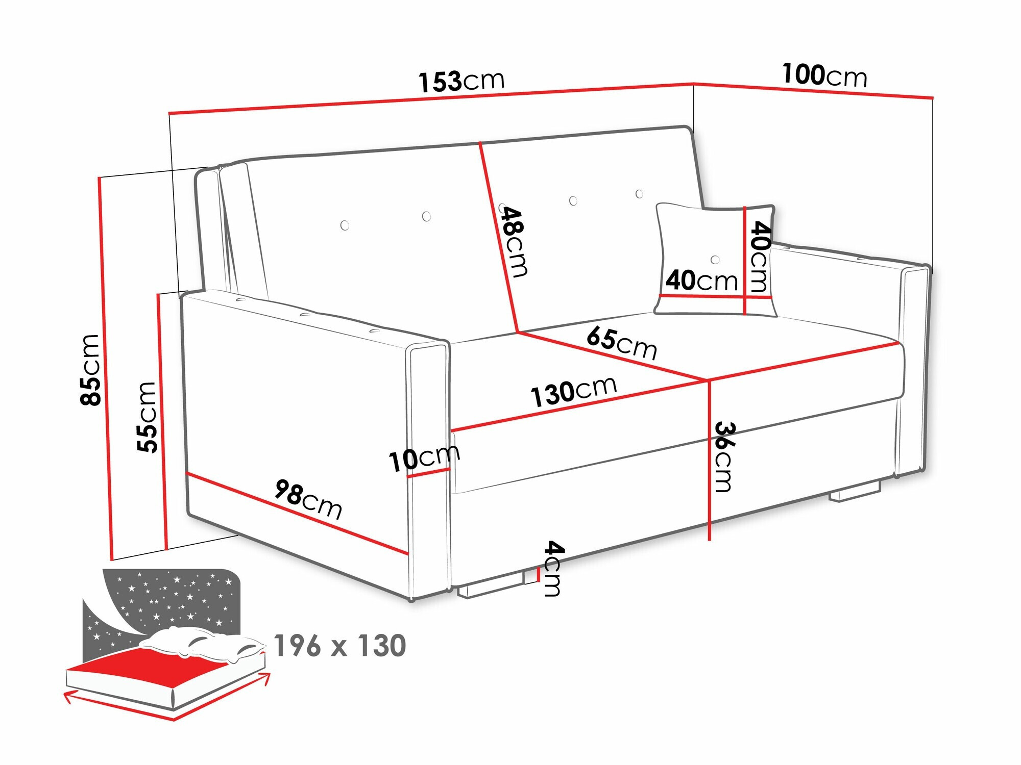 Sovesofa Caelrin III (Coral 75)