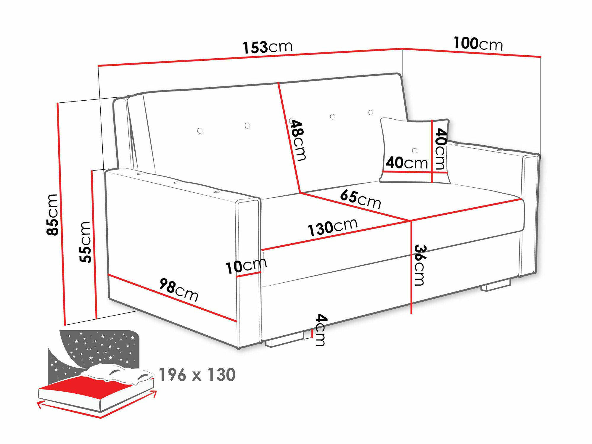 Sovesofa Columbus 234 (Coral 80)