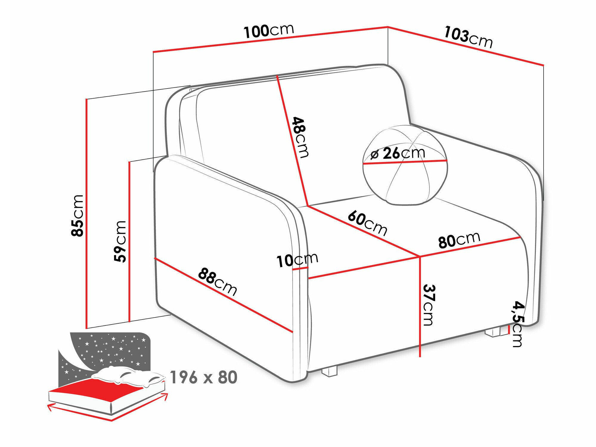 Lænestol Columbus 240 (Coral 15)