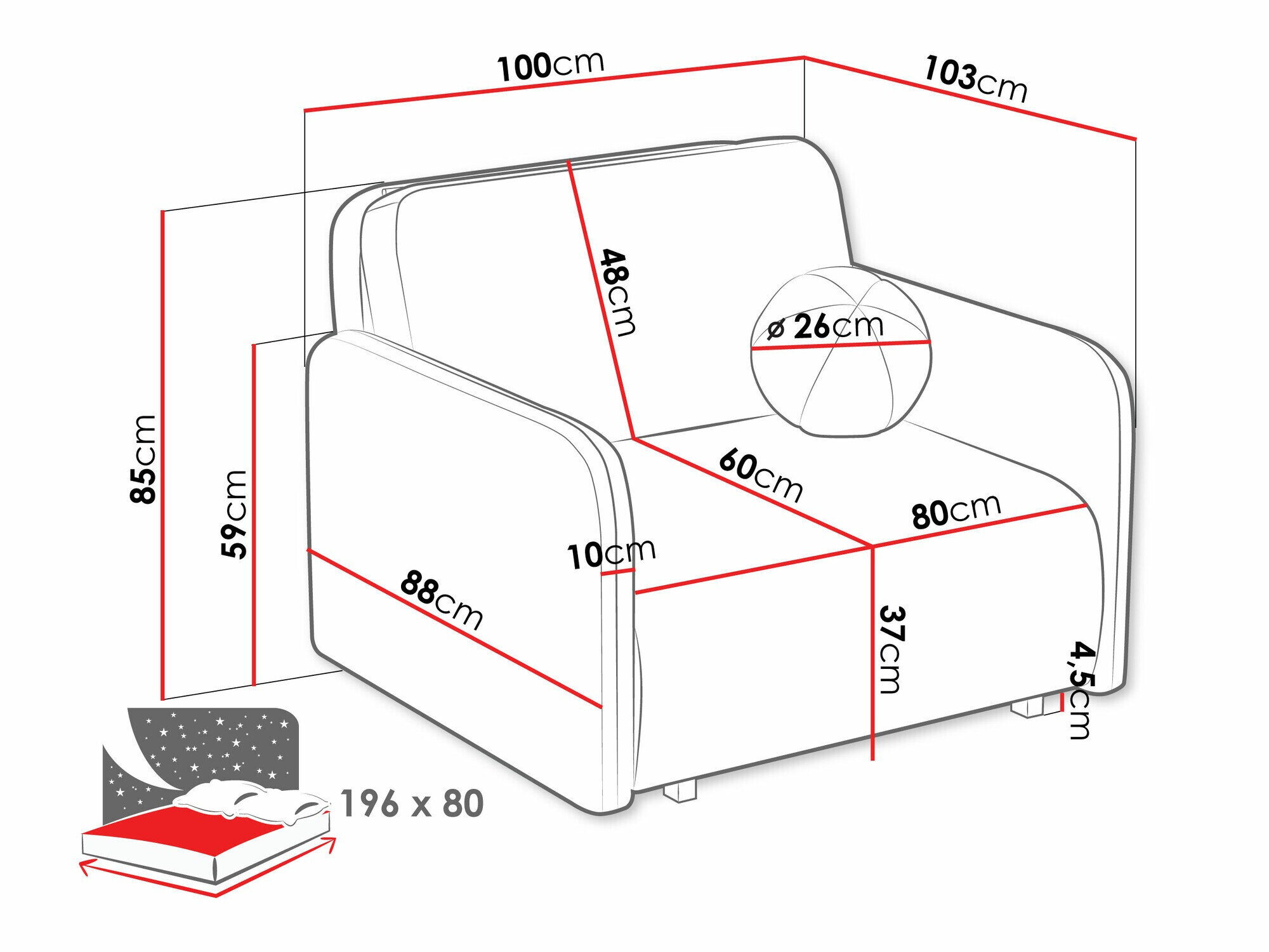 Lænestol Columbus 240 (Coral 45)