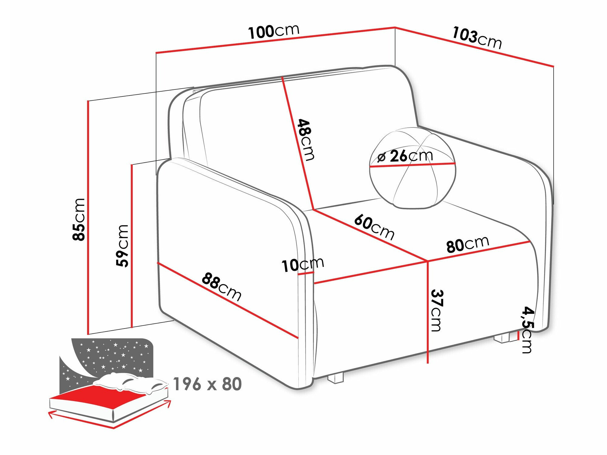 Lænestol Columbus 240 (Coral 50)