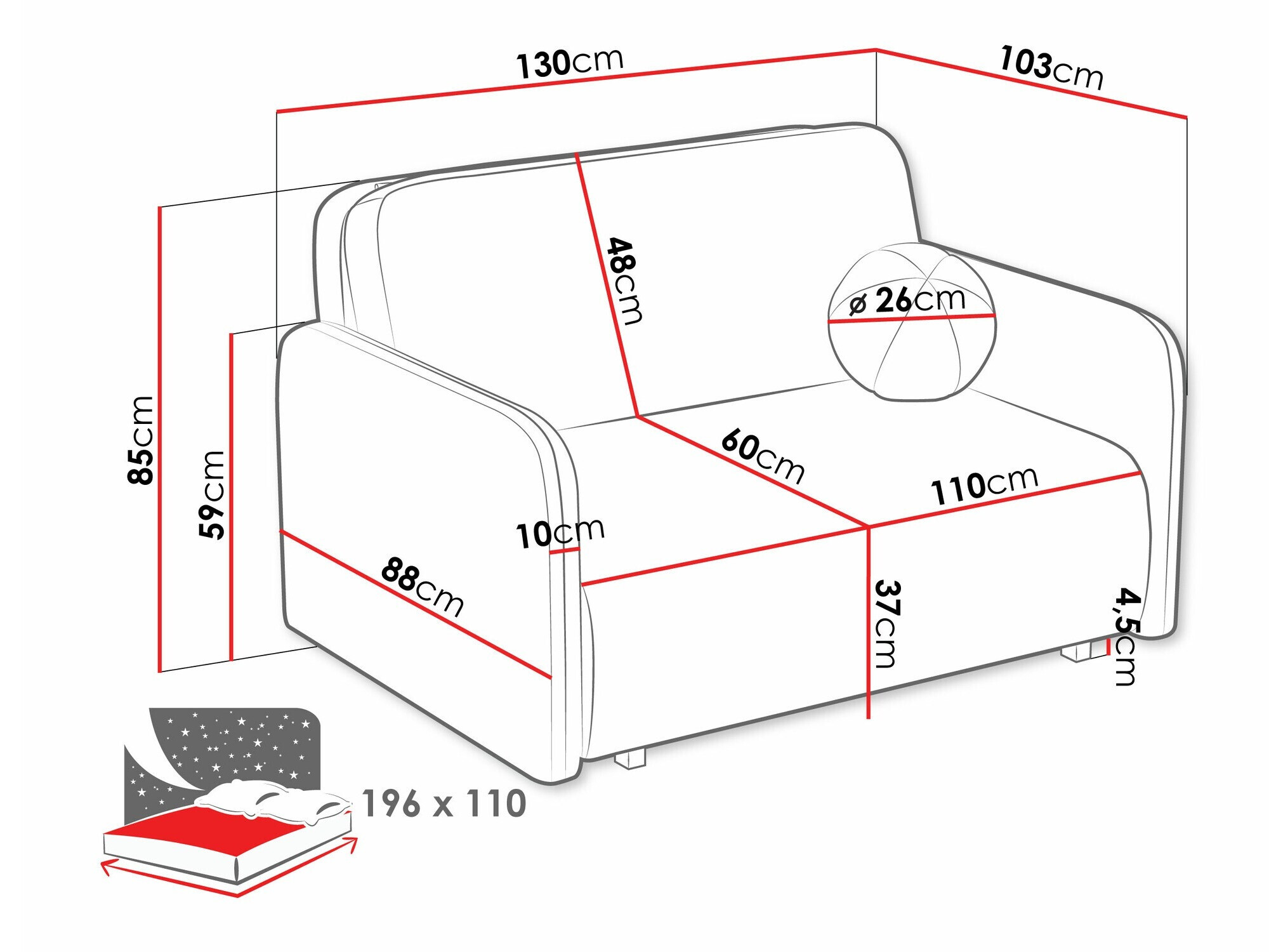 Sovesofa Poetal II (Coral 15)