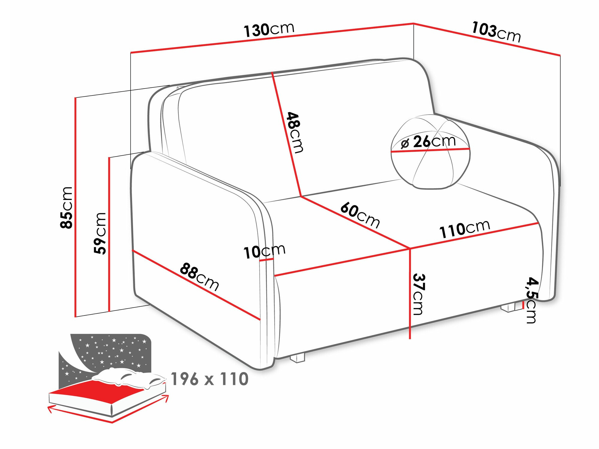 Sovesofa Poetal II (Coral 50)