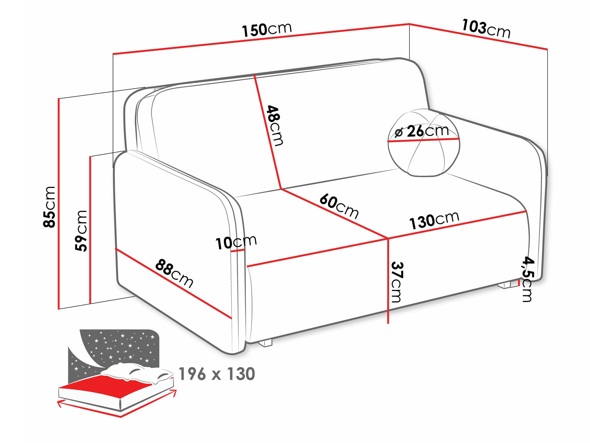 Sovesofa Poetal III (Coral 55)