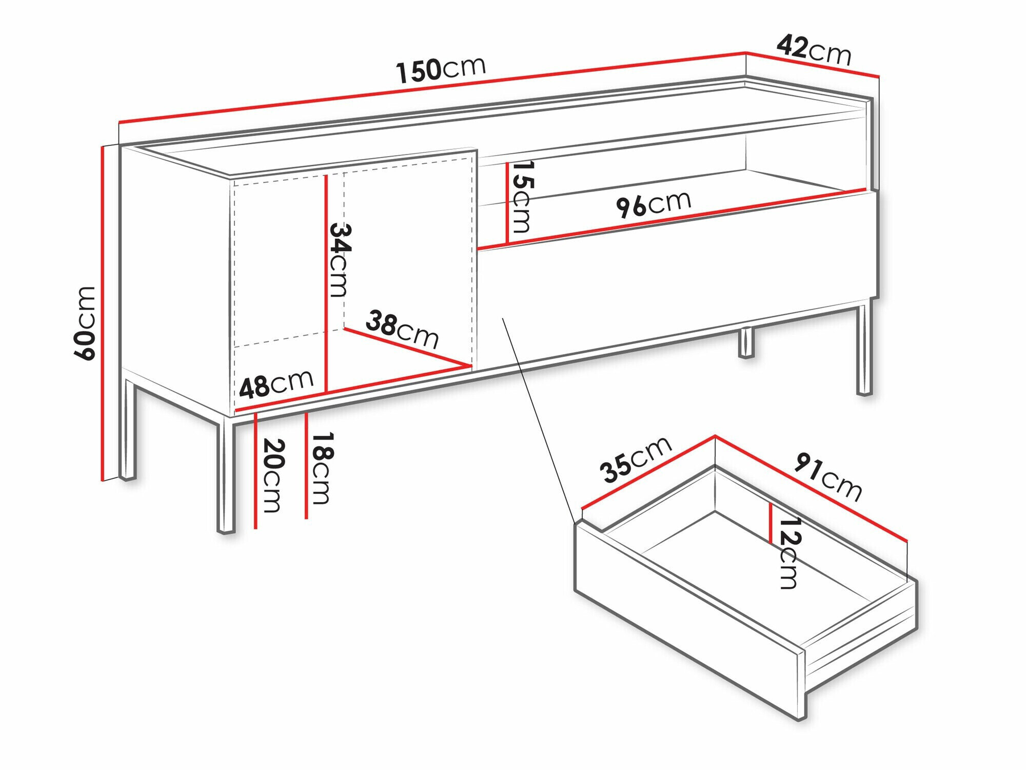 TV-bord Lunole 108 (Kashmir)