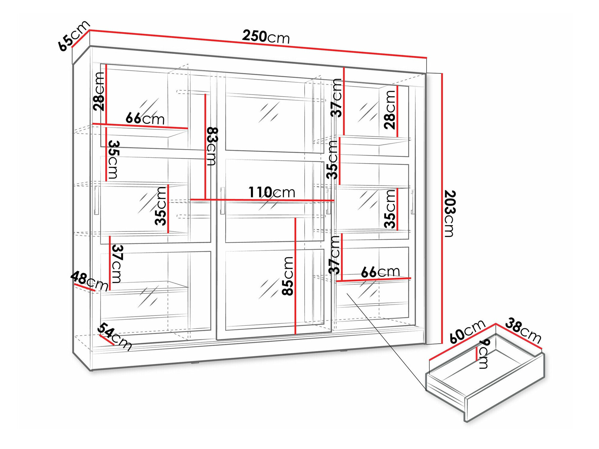 Garderobeskab Comfivo 428 (Sort)