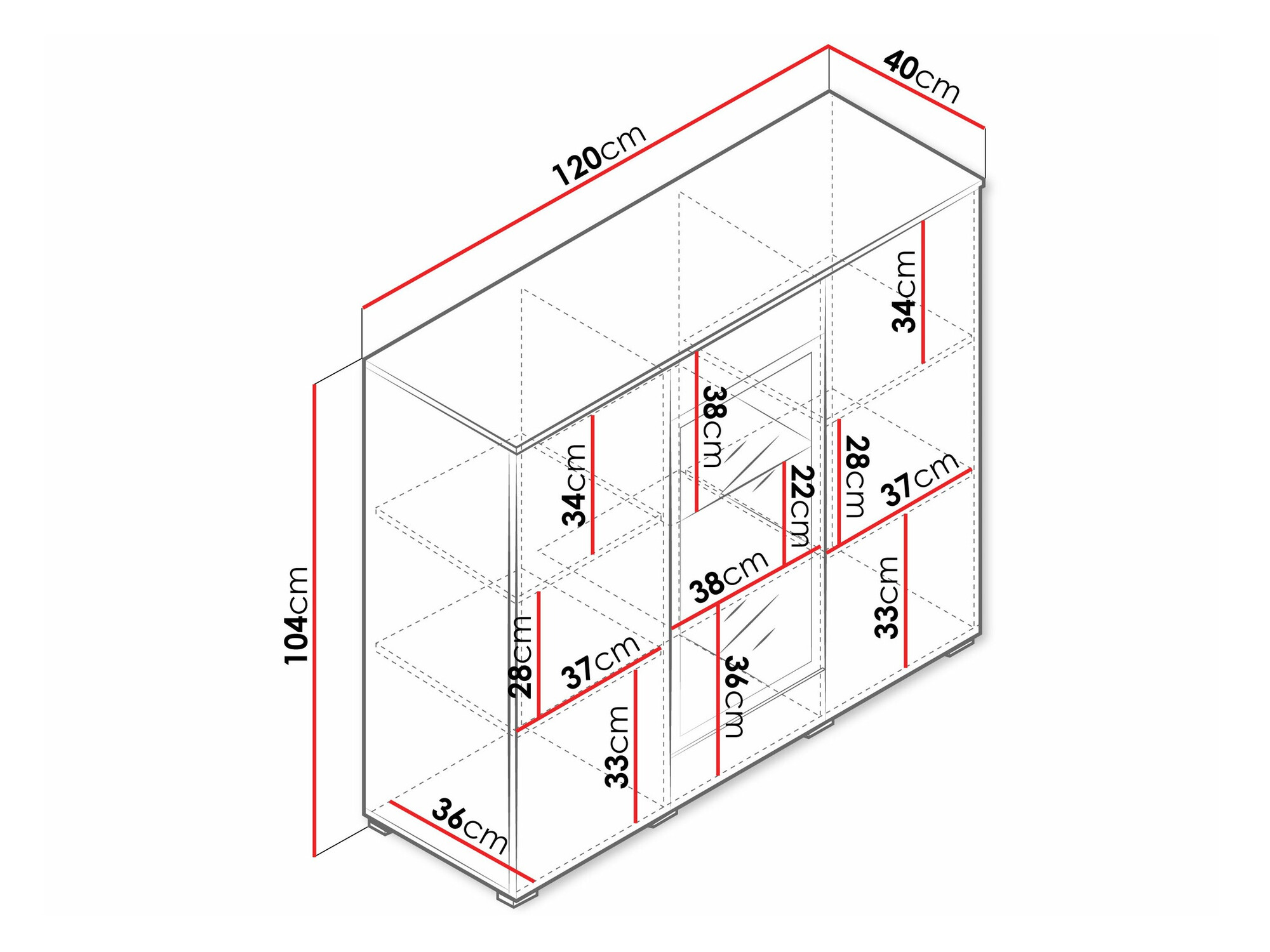 Skænk Mirfivo 103 (Matera grå + Glansfuld hvid)