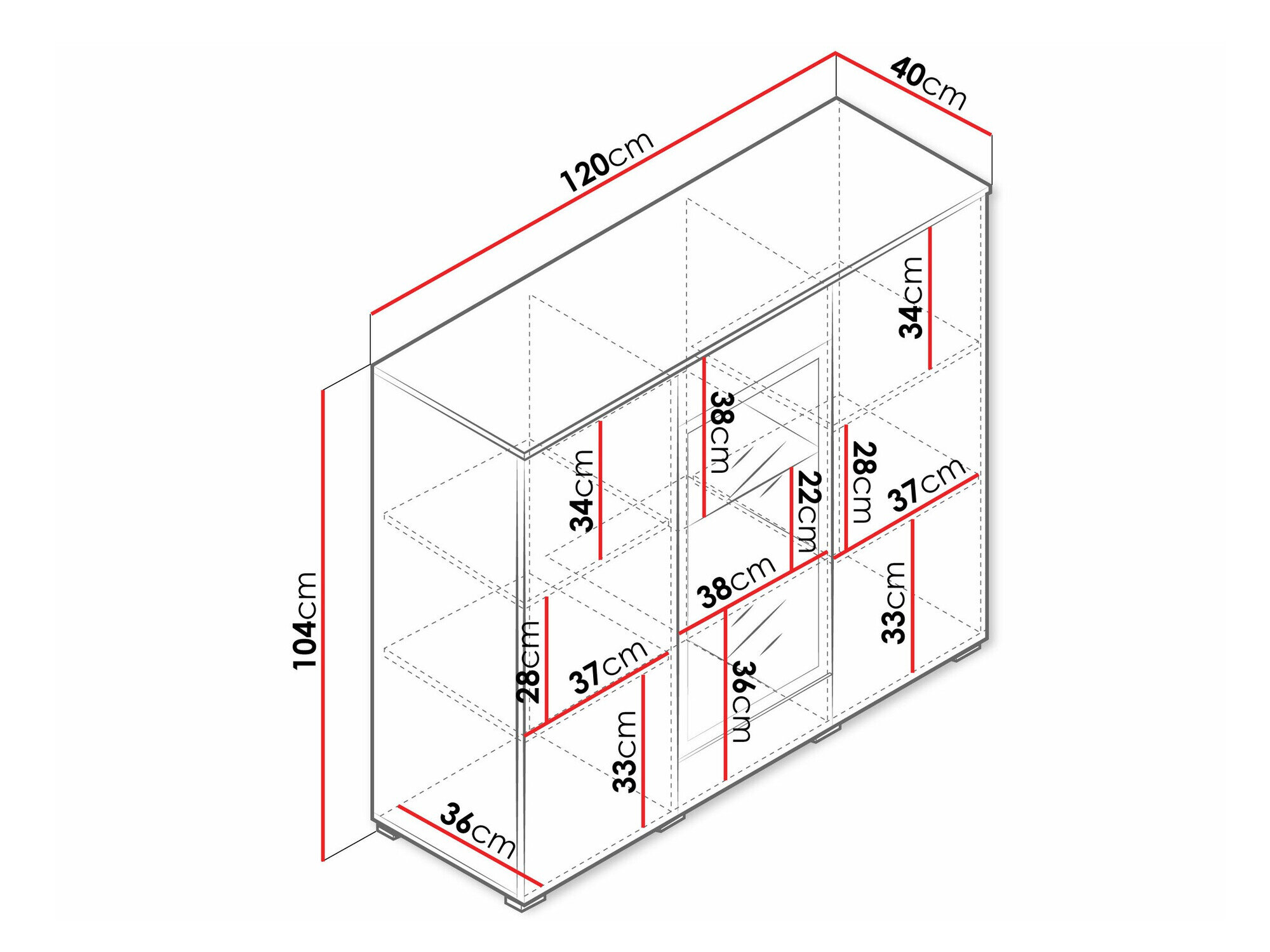 Skænk Sarasota 186 (Hvid + Glansfuld hvid)
