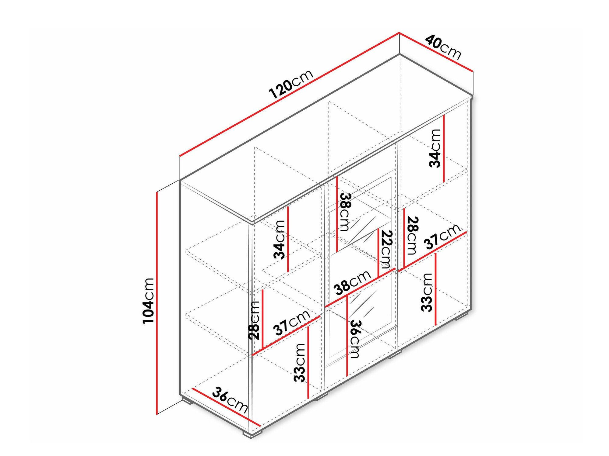 Skænk Sarasota 186 (Hvid + Glansfuld hvid)