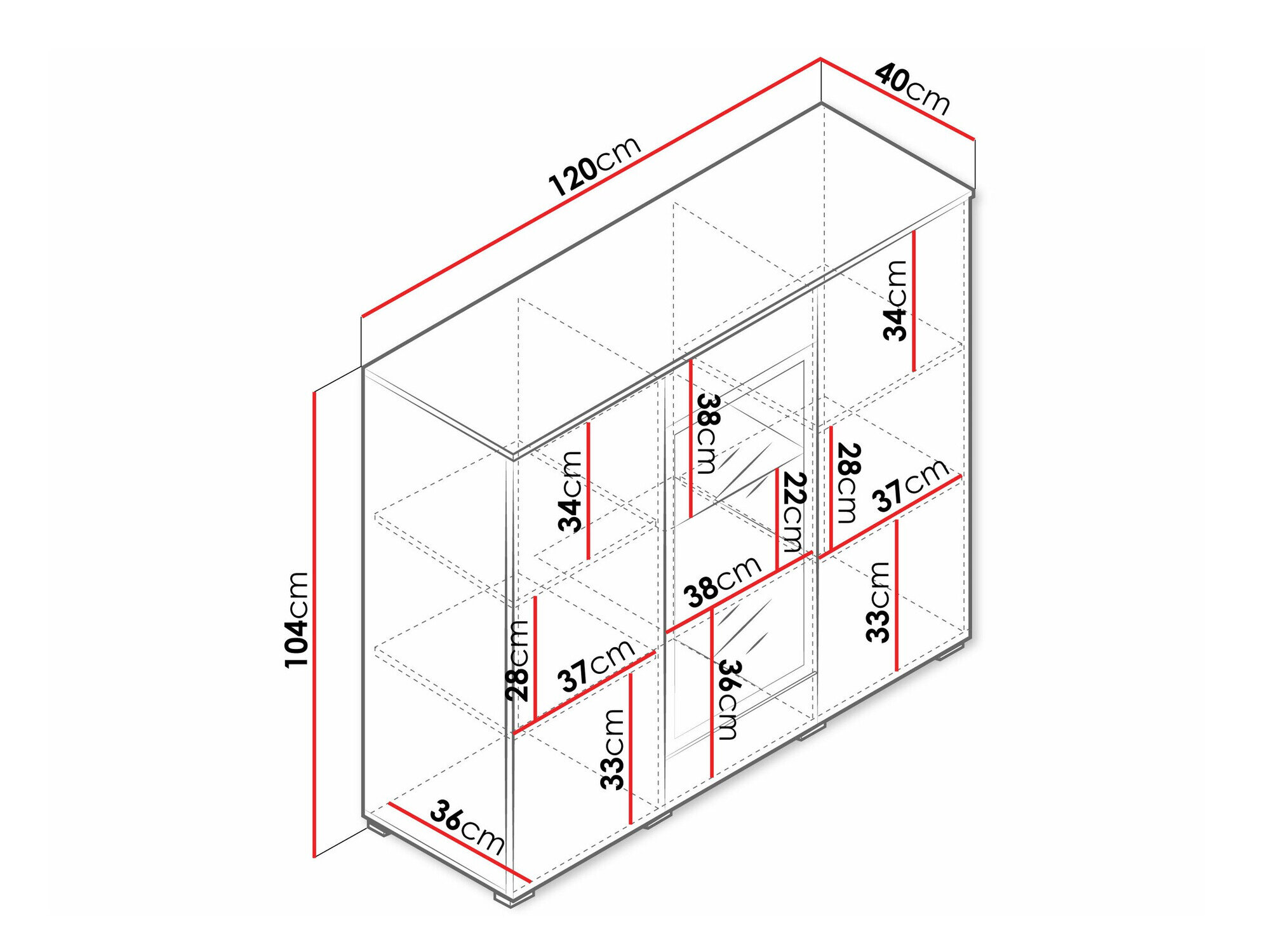 Skænk Sarasota 186 (Matera grå + Glansfuld hvid)