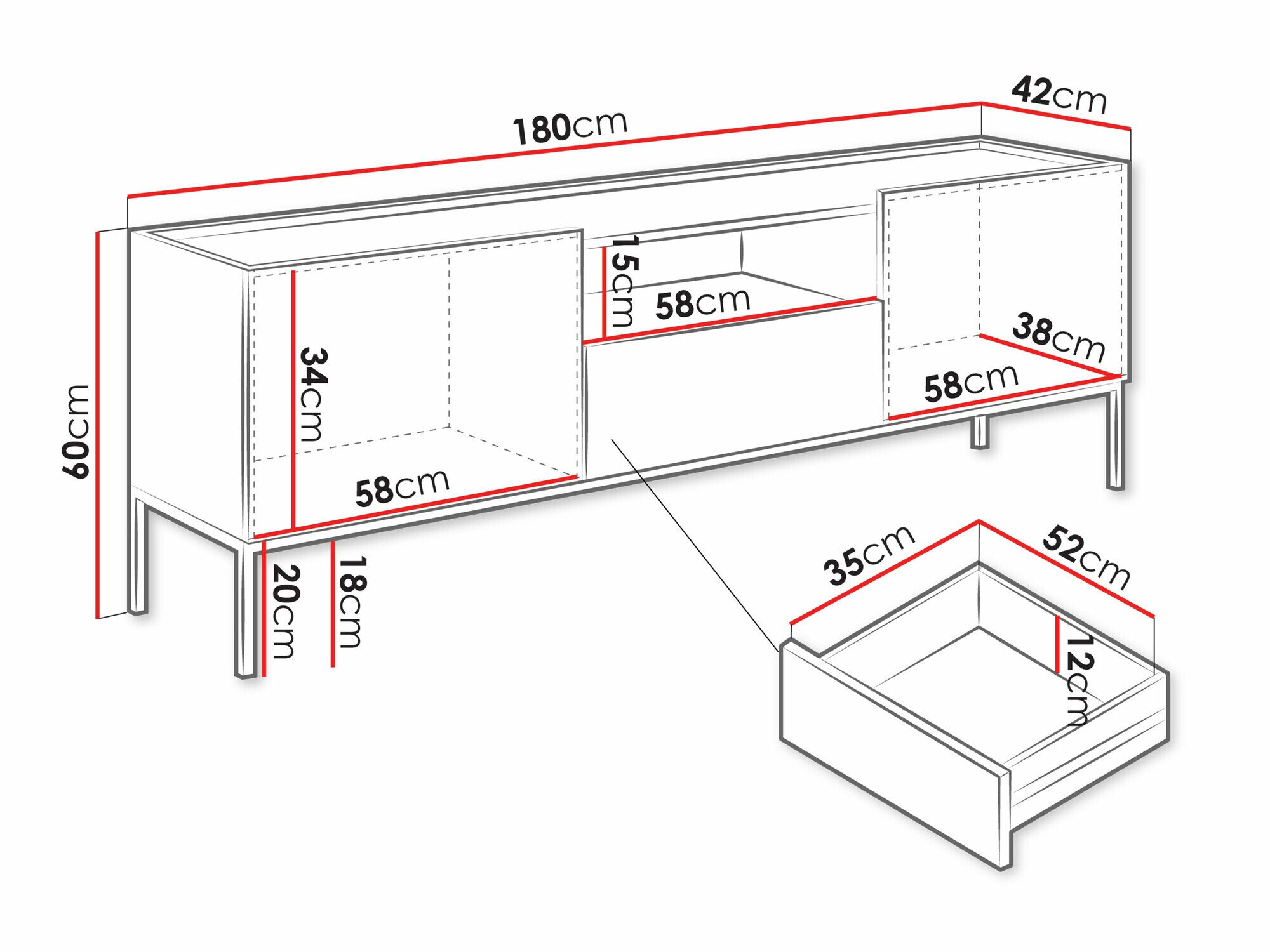 TV-bord Lunole 109 (Kashmir)