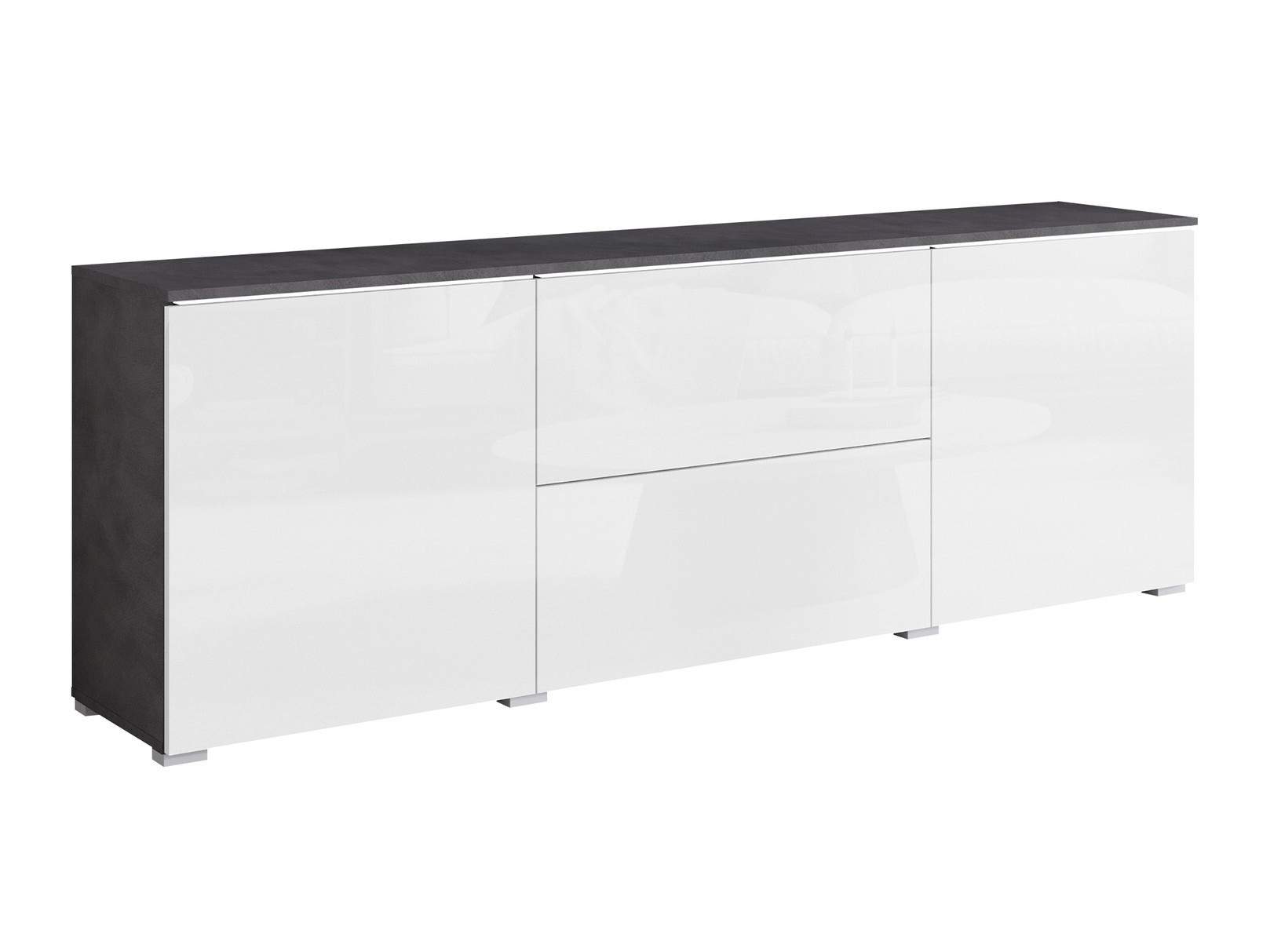TV-bord Mirfivo 104 (Matera grå + Glansfuld hvid)
