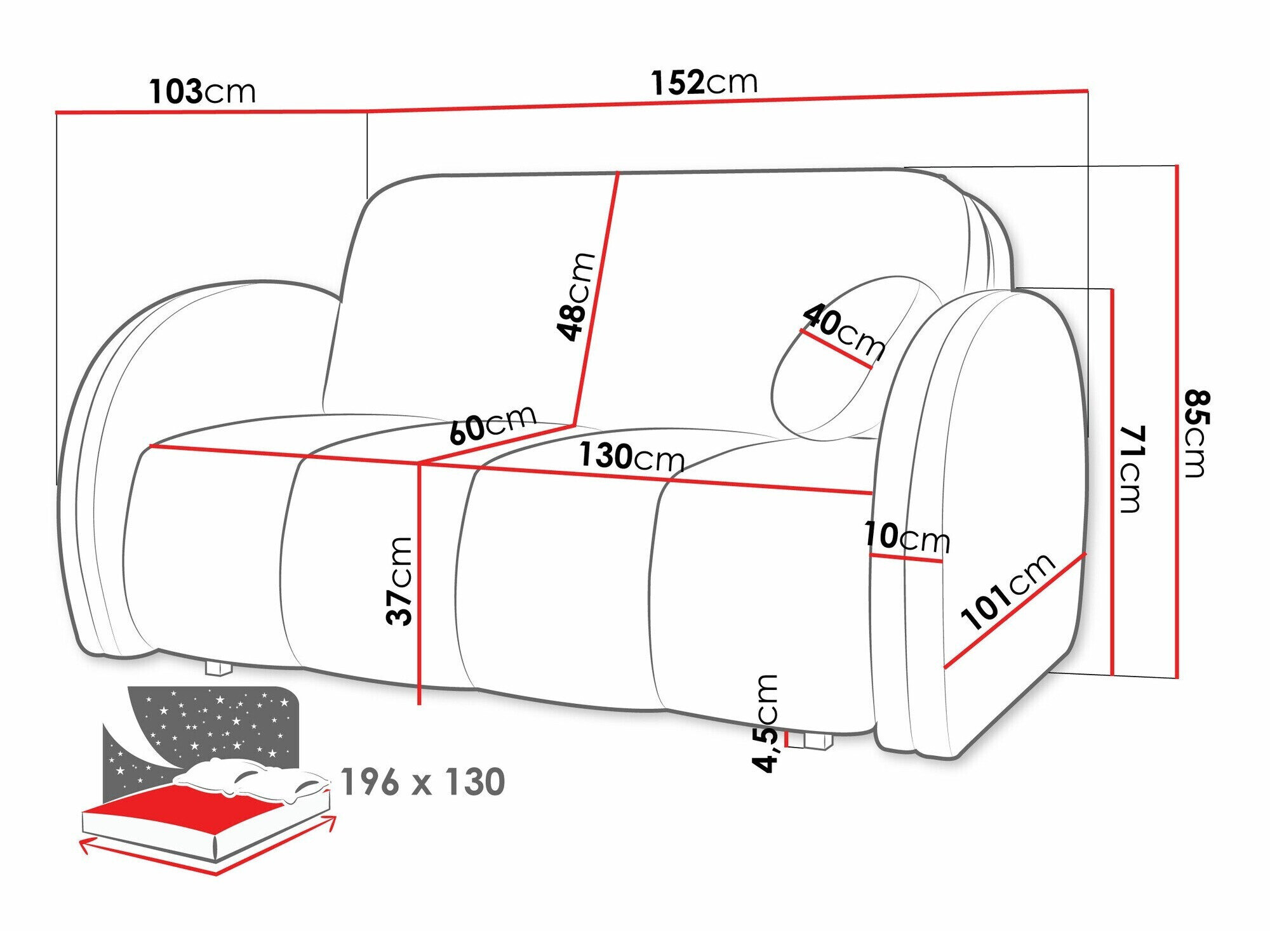 Sovesofa Columbus 242 (Velo 621)