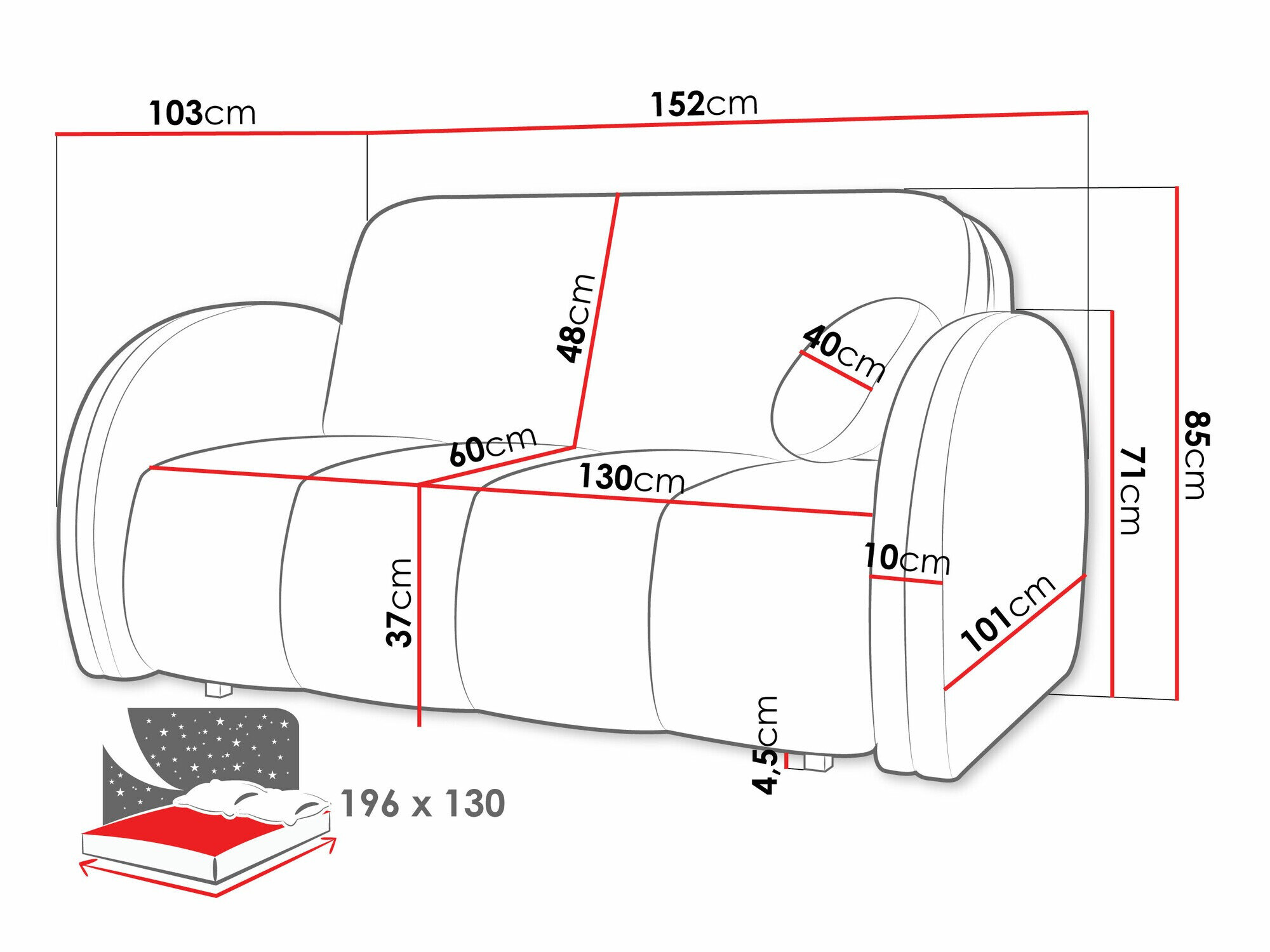 Sovesofa Columbus 242 (Velo 633)