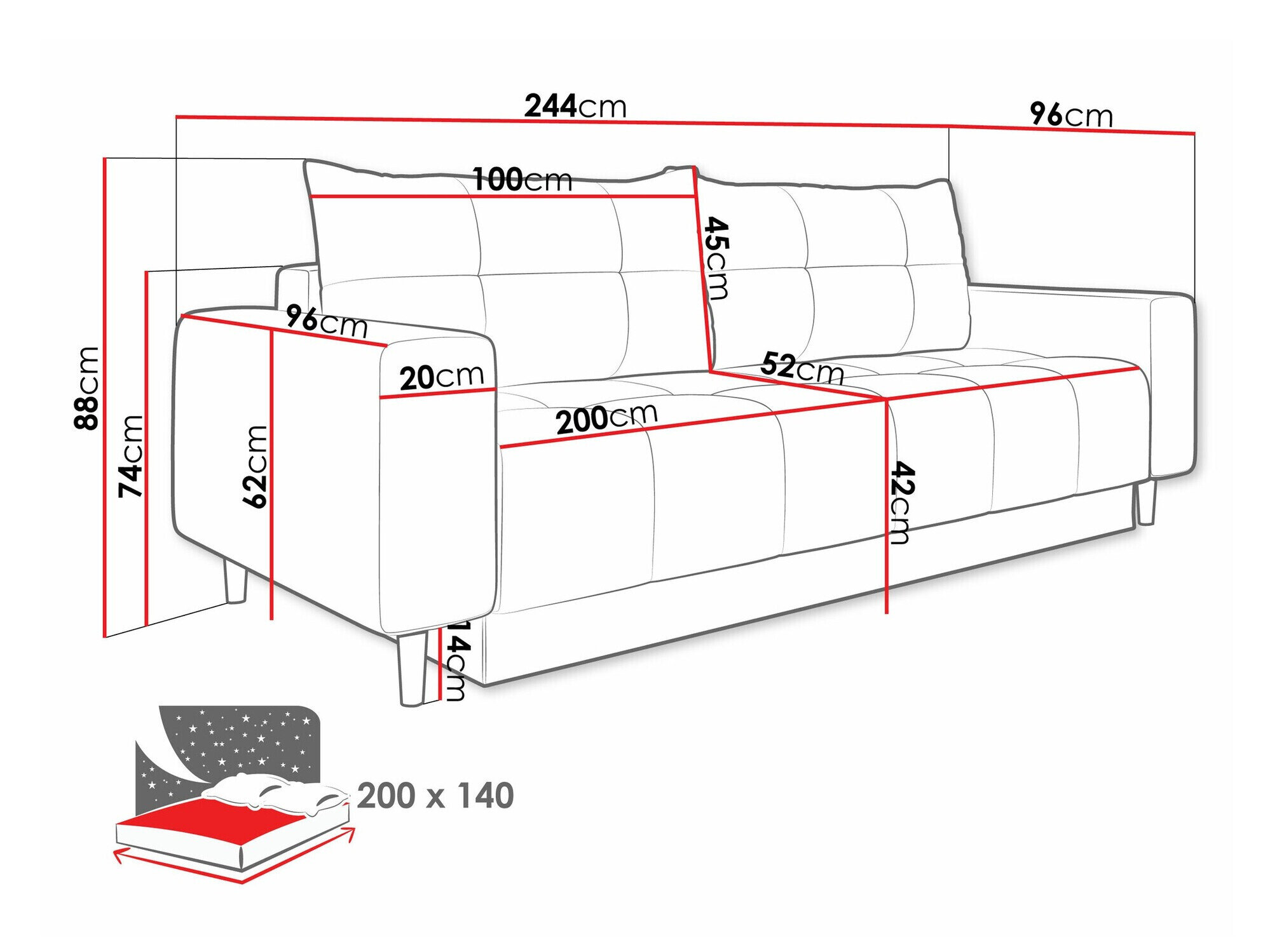 Sovesofa Delaware 104 (Bluvel 30)