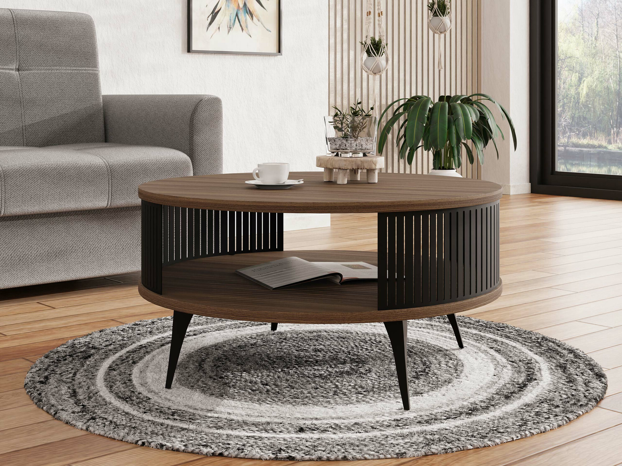 Sofabord Vitum (Sort + Valnød)
