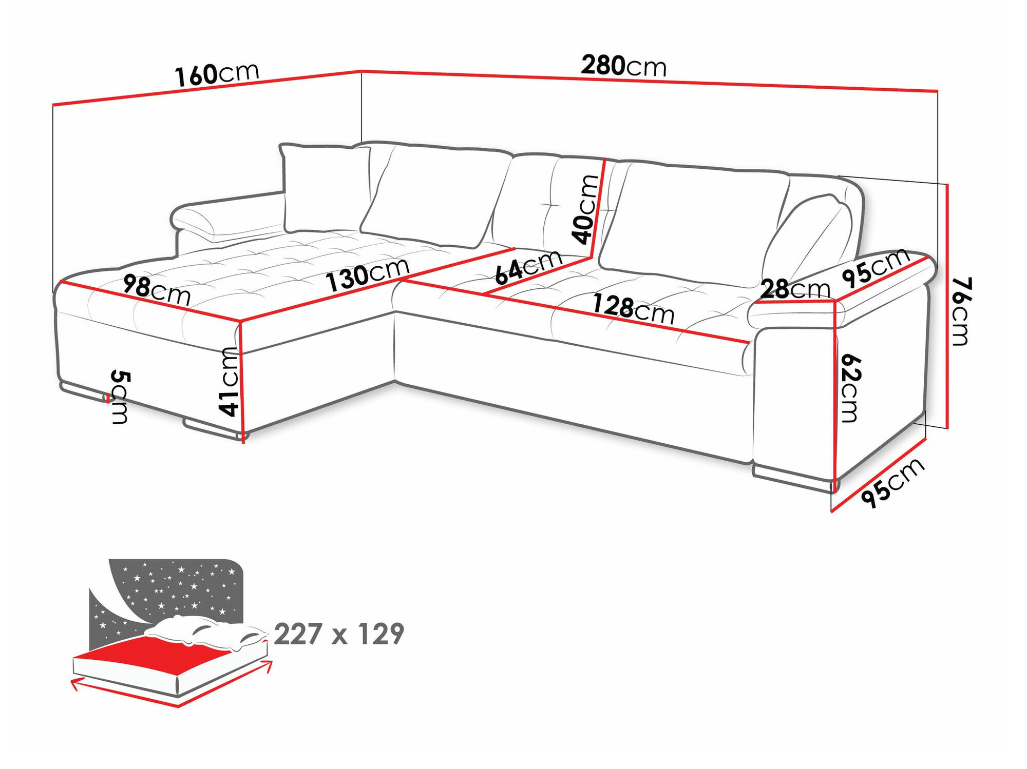 Hjørnesofa Comfivo 107 (Coral 45)