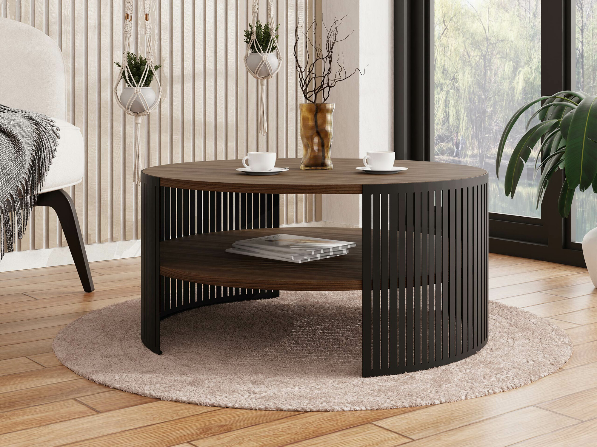 Sofabord Civer (Sort + Valnød)