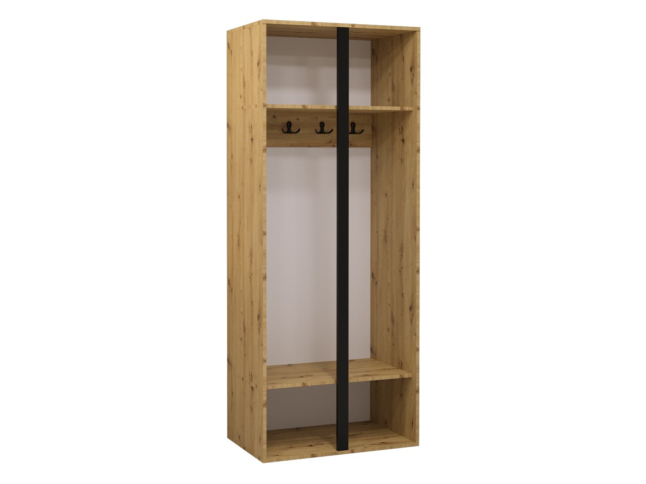 Garderobeskab Pinis (Artisan eg + Sort)