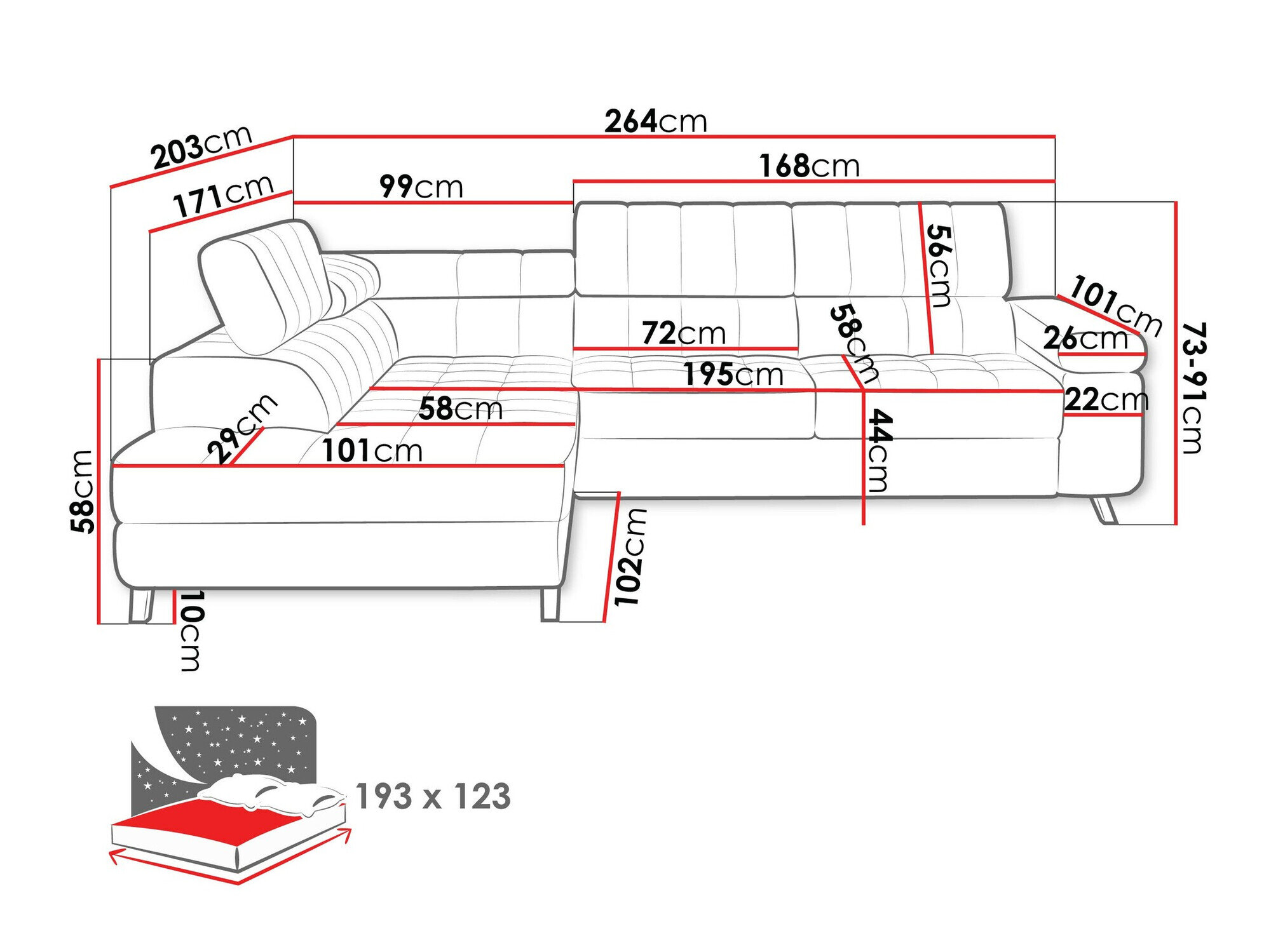 Hjørnesofa Comfivo 207 (Coral 45)