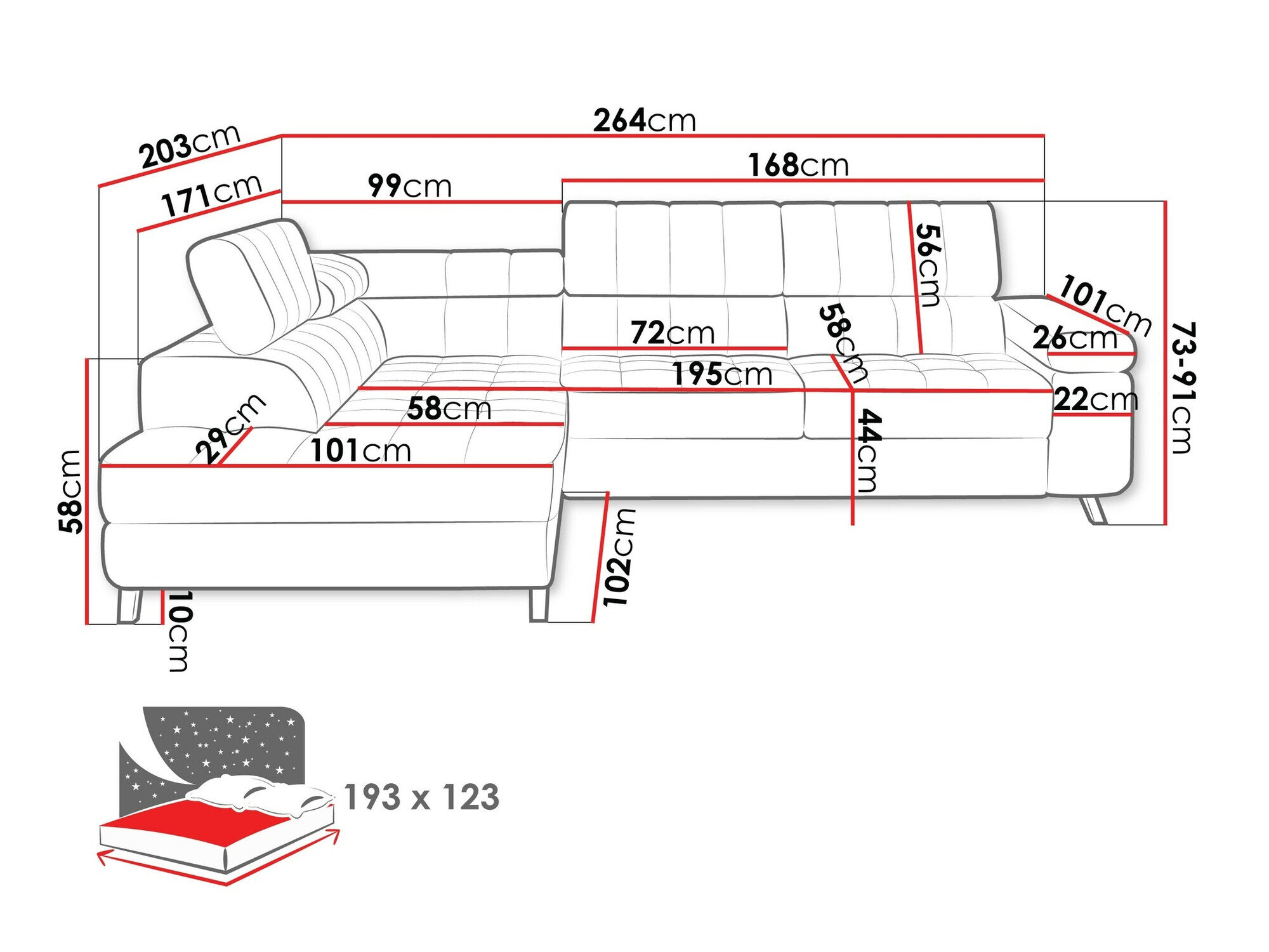 Hjørnesofa Comfivo 207 (Sorriso 22)