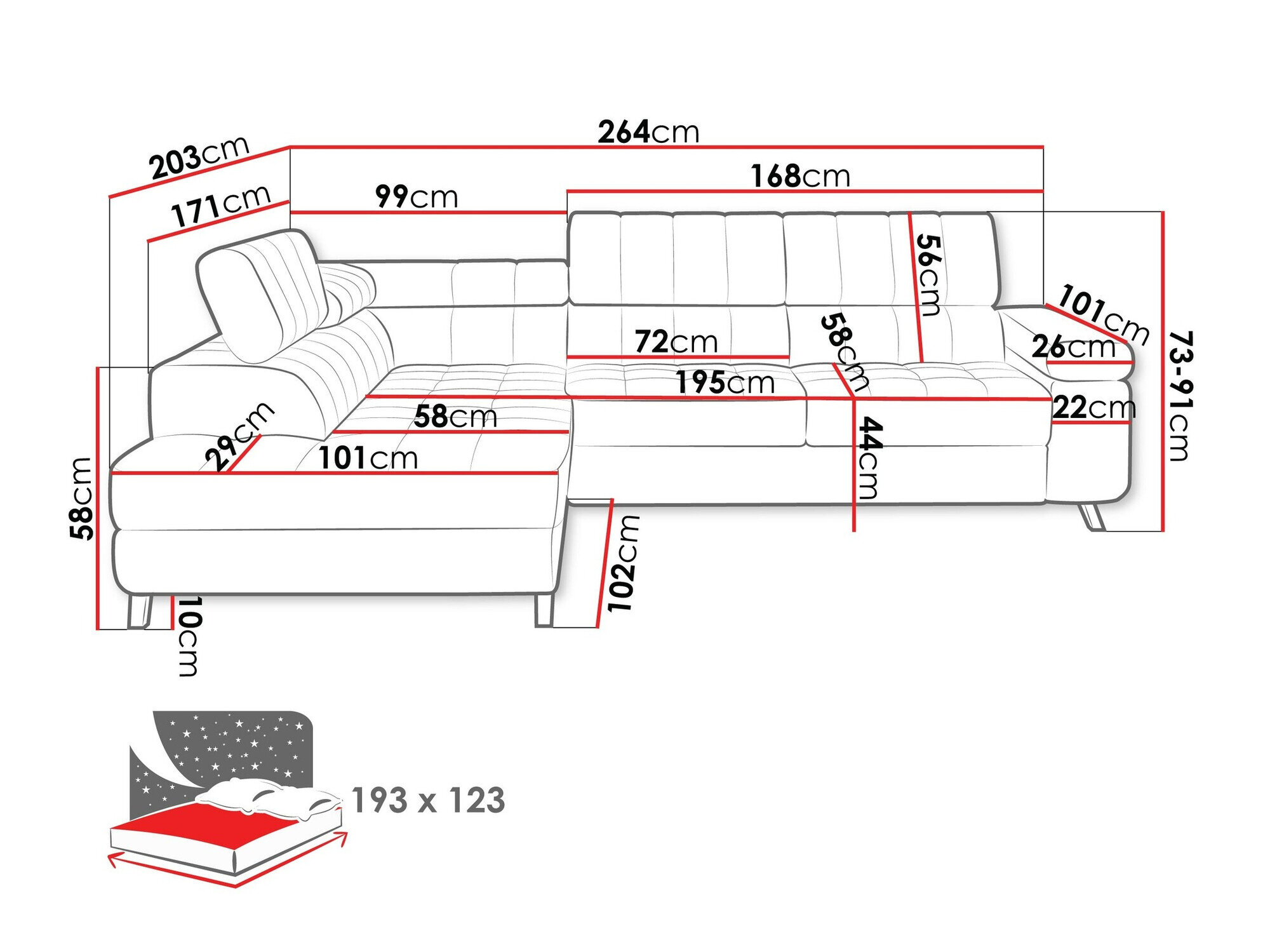 Hjørnesofa Comfivo 207 (Velo 625)
