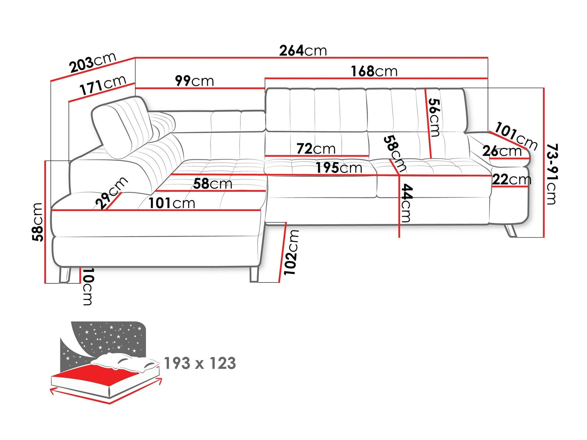 Hjørnesofa Comfivo 207 (Venus Velvet 2926)