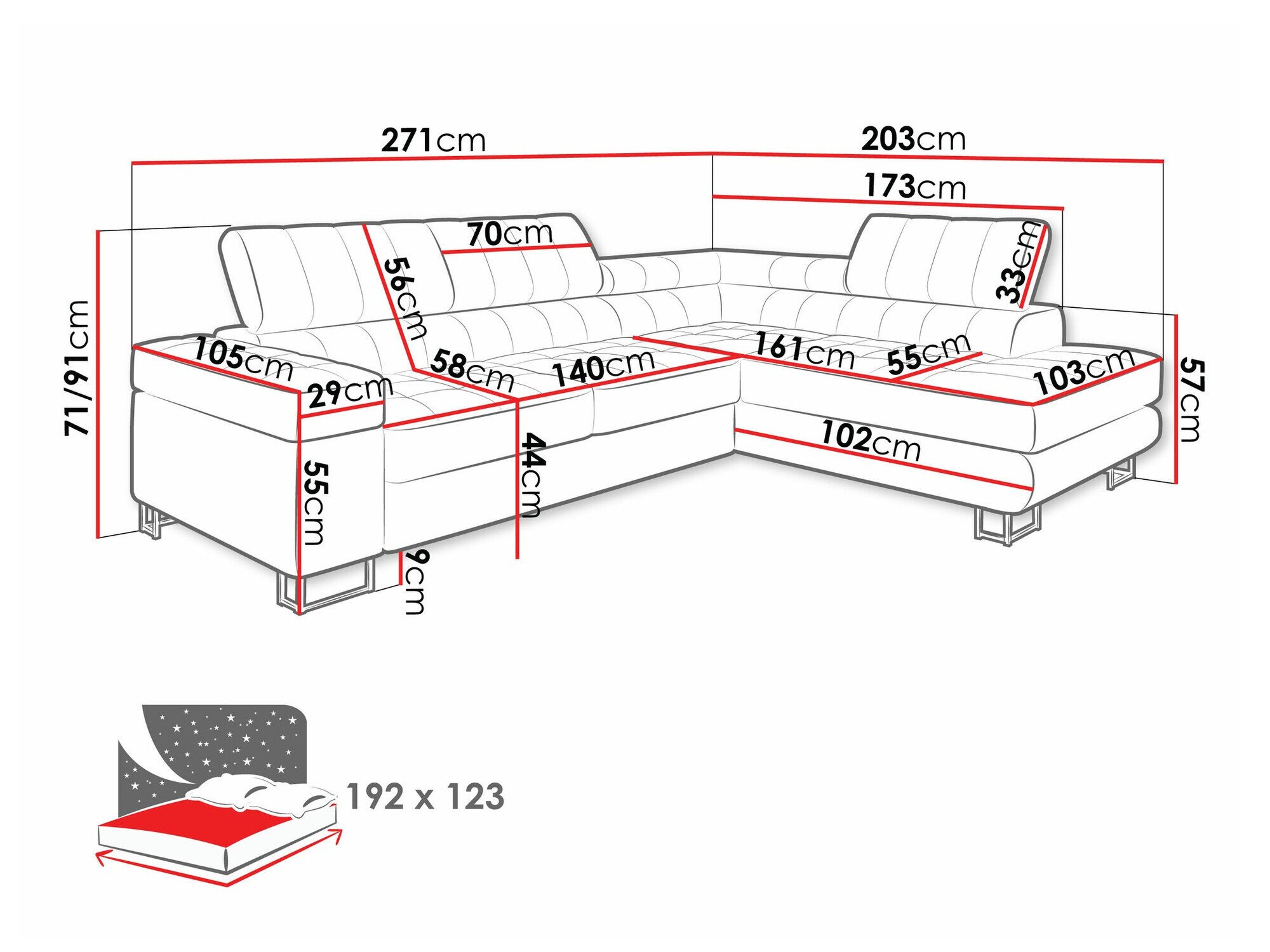 Hjørnesofa Comfivo 232 (Coral 45)