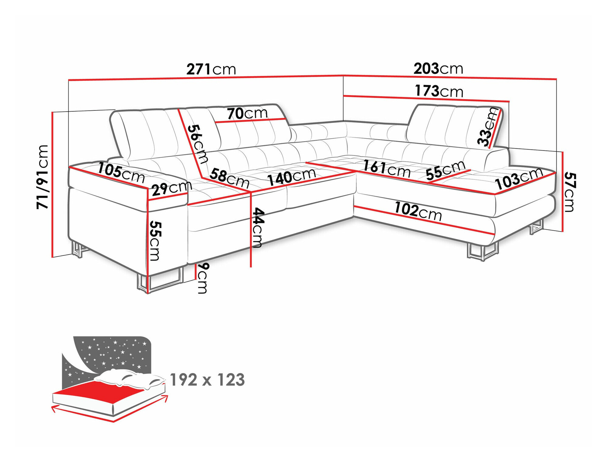 Hjørnesofa Comfivo 232 (Coral 65)