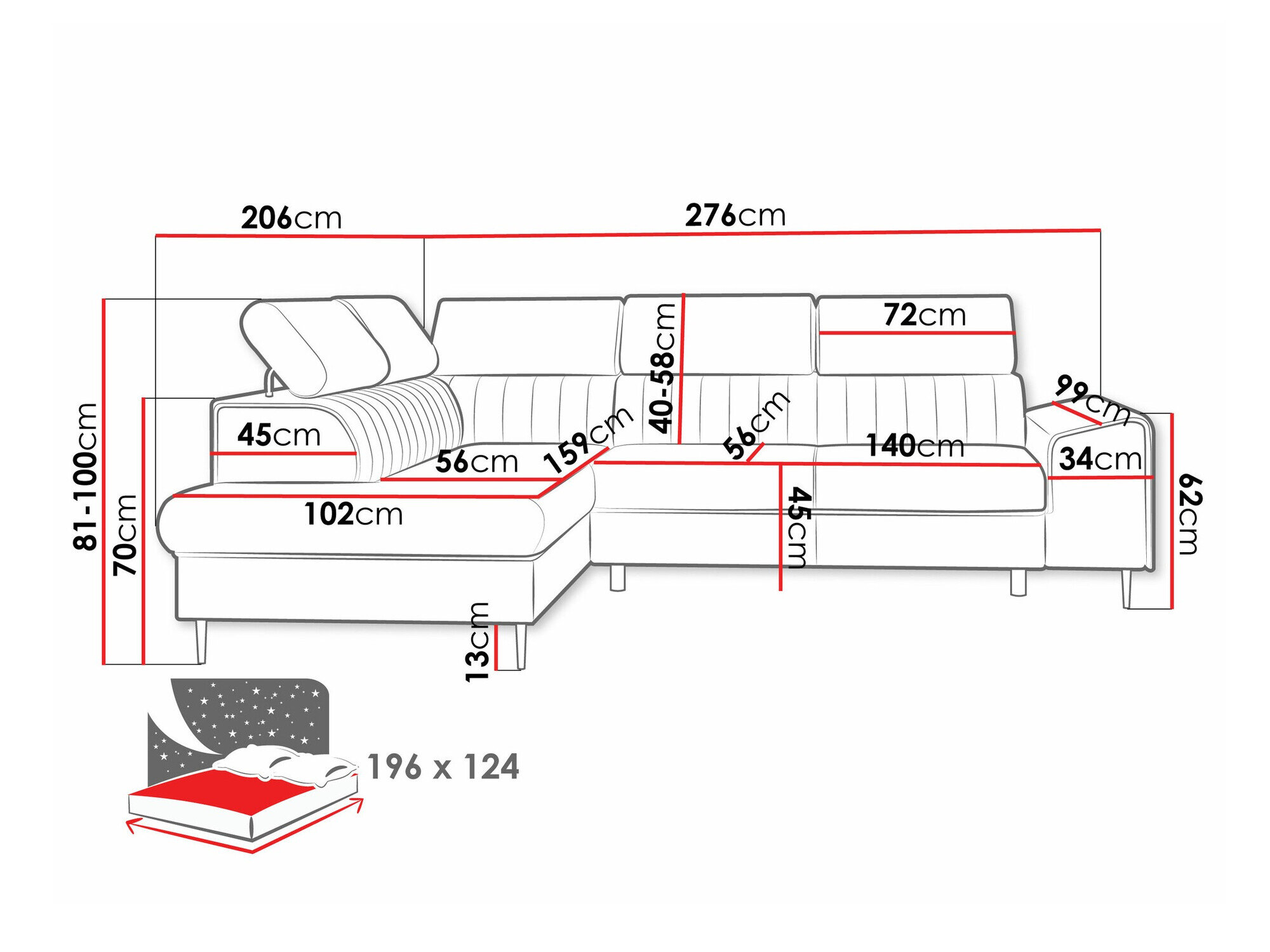 Hjørnesofa Comfivo 446 (Coral 45)