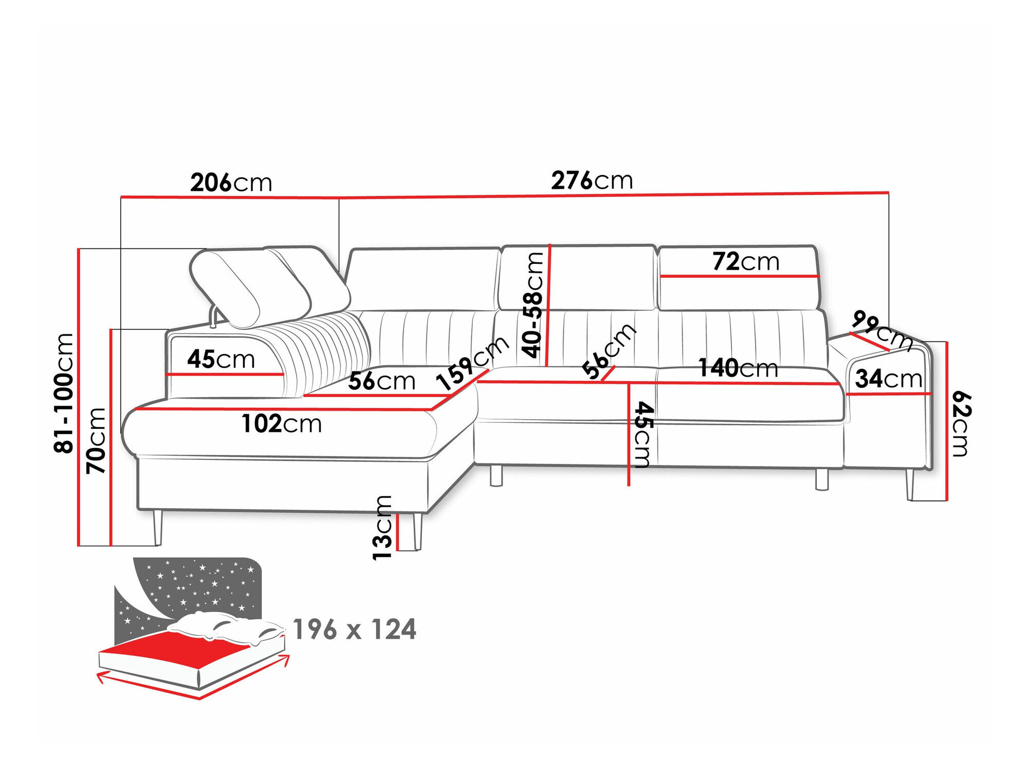 Hjørnesofa Comfivo 446 (Coral 65)