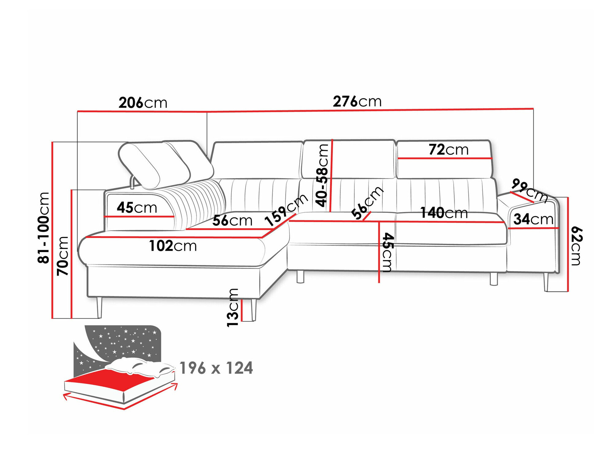 Hjørnesofa Comfivo 446 (Coral 65)