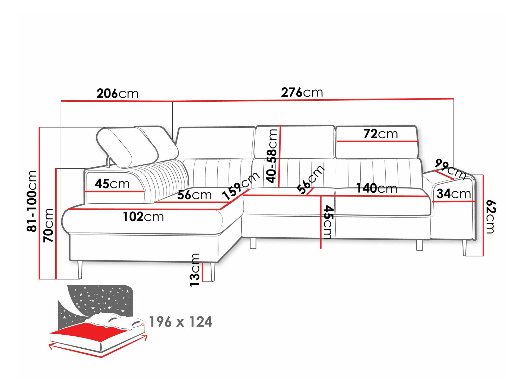 Hjørnesofa Comfivo 446 (Coral 75)